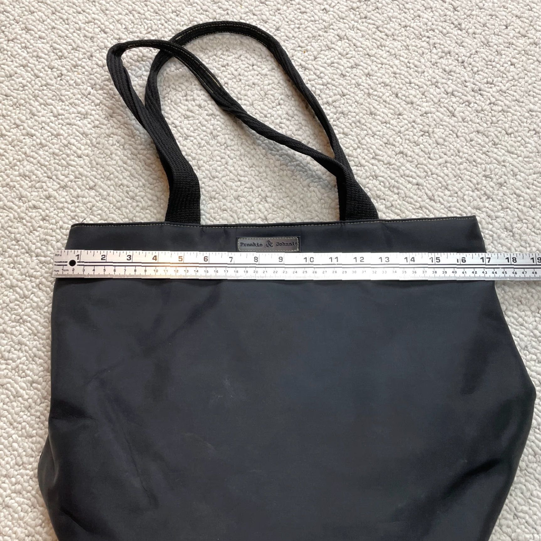 Vintage Frankie & Johnnie Hand Bag Top Handle Purse Black Nylon Lining Zip Pocket 12x17 Women Medium City Womens Size M / US 6-8 / IT 42-44 - 6 Thumbnail