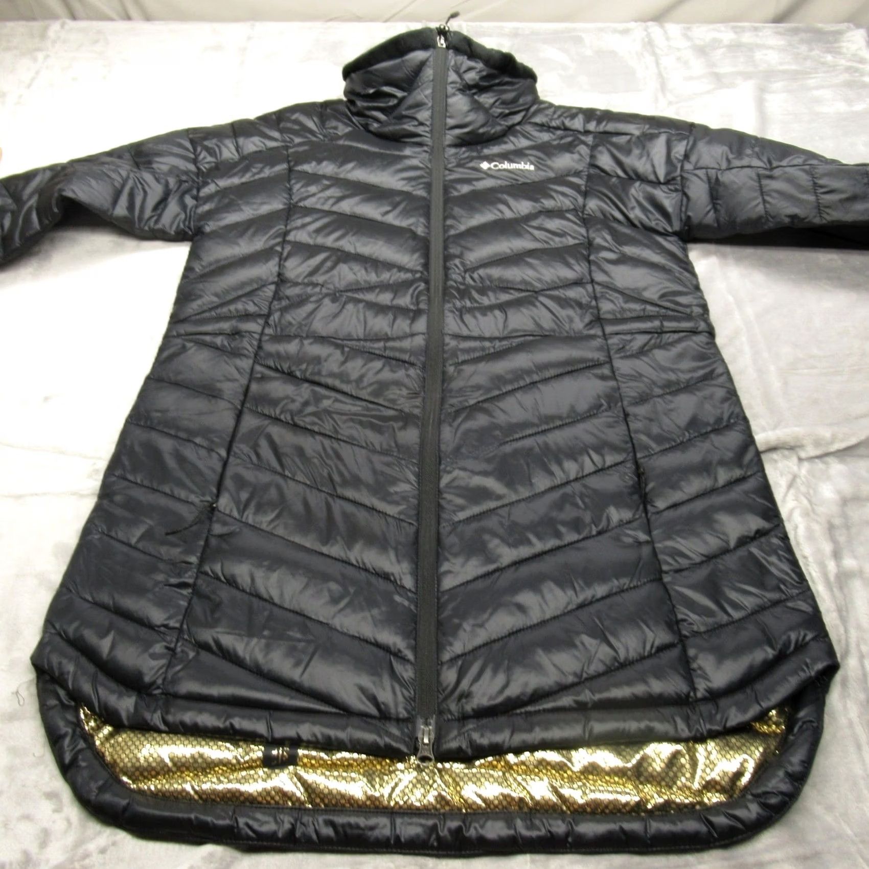Vintage Columbia Jacket Womens M Dark Navy Gold Waterproof Insulated Quilted Puffer Zip Full Length Casual, Travel Womens M Blue Gold Quilt Pattern 90s? Size M / US 6-8 / IT 42-44 - 7 Thumbnail