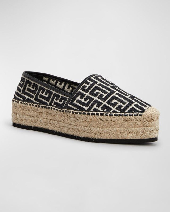 Balmain o1w1db10624 Monogram Espadrillas in Black Size US 11 / IT 41 - 4 Thumbnail
