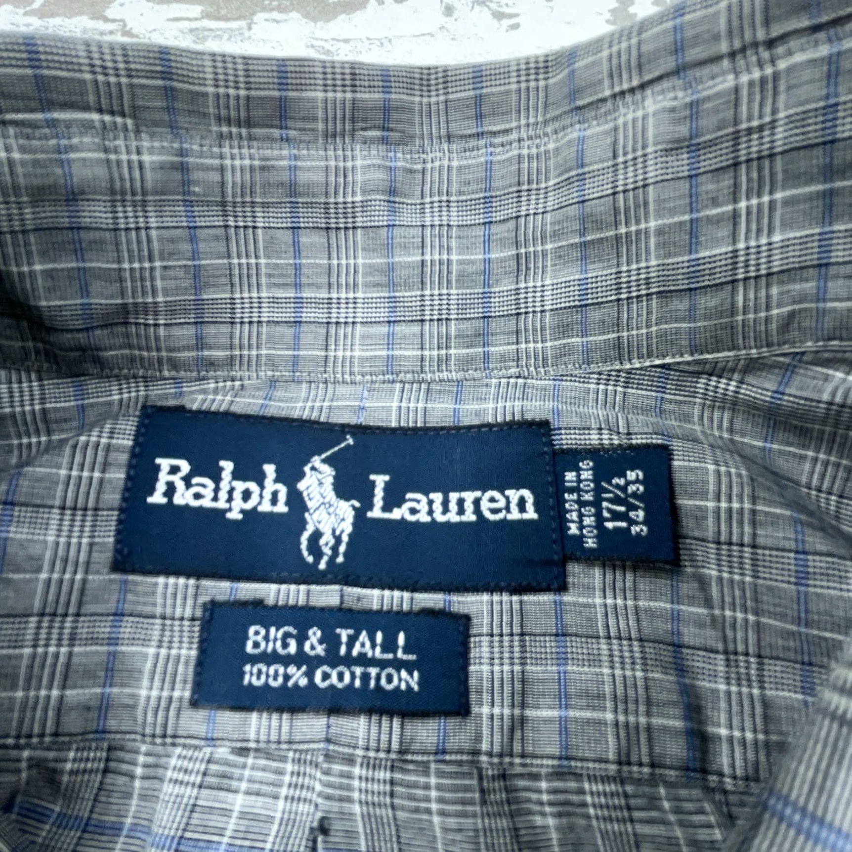 Ralph Lauren Ralph Lauren Shirt Men Gray Blue Button Up Glen Check Plaid Dress Sz XL 17.5 34 Size 48R - 3 Thumbnail