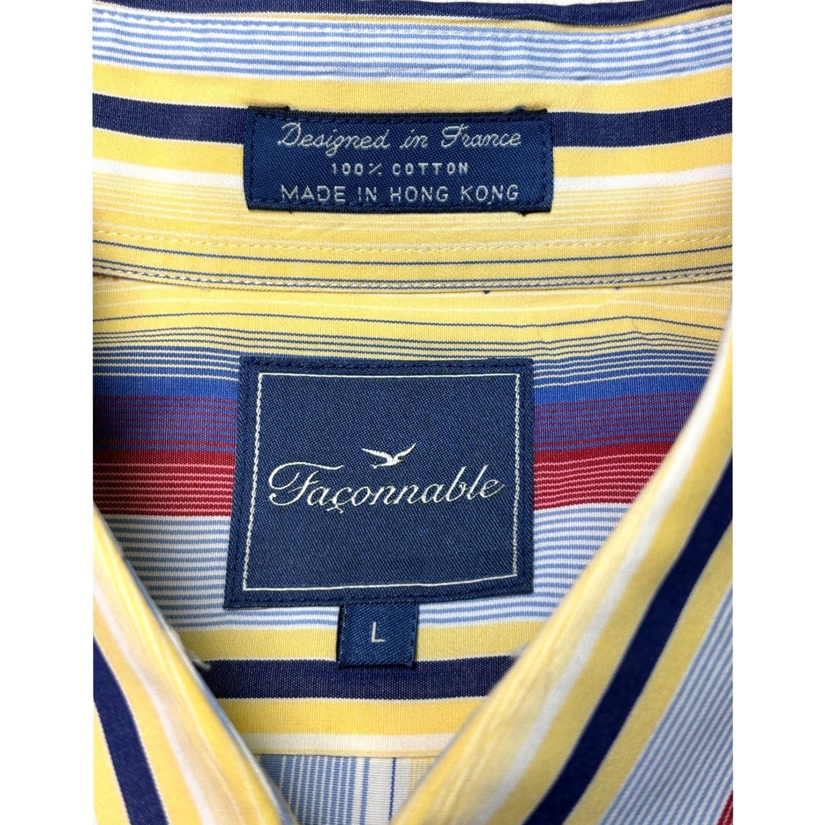 Faconnable VINTAGE Facconable shirt Mens Button-Down Striped Yellow Cotton Long Sleeve L Adult Mens Gender: Mens Size US L / EU 52-54 / 3 - 4 Thumbnail
