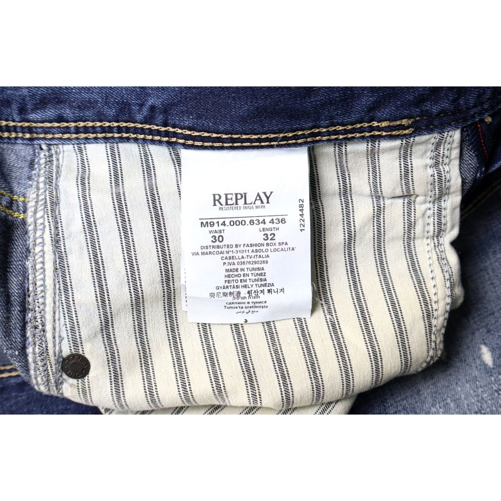 Replay REPLAY Jeans Men's W30/L32 Slim Fit Distressed Faded Whiskers Zip Fly Size US 30 / EU 46 - 6 Thumbnail