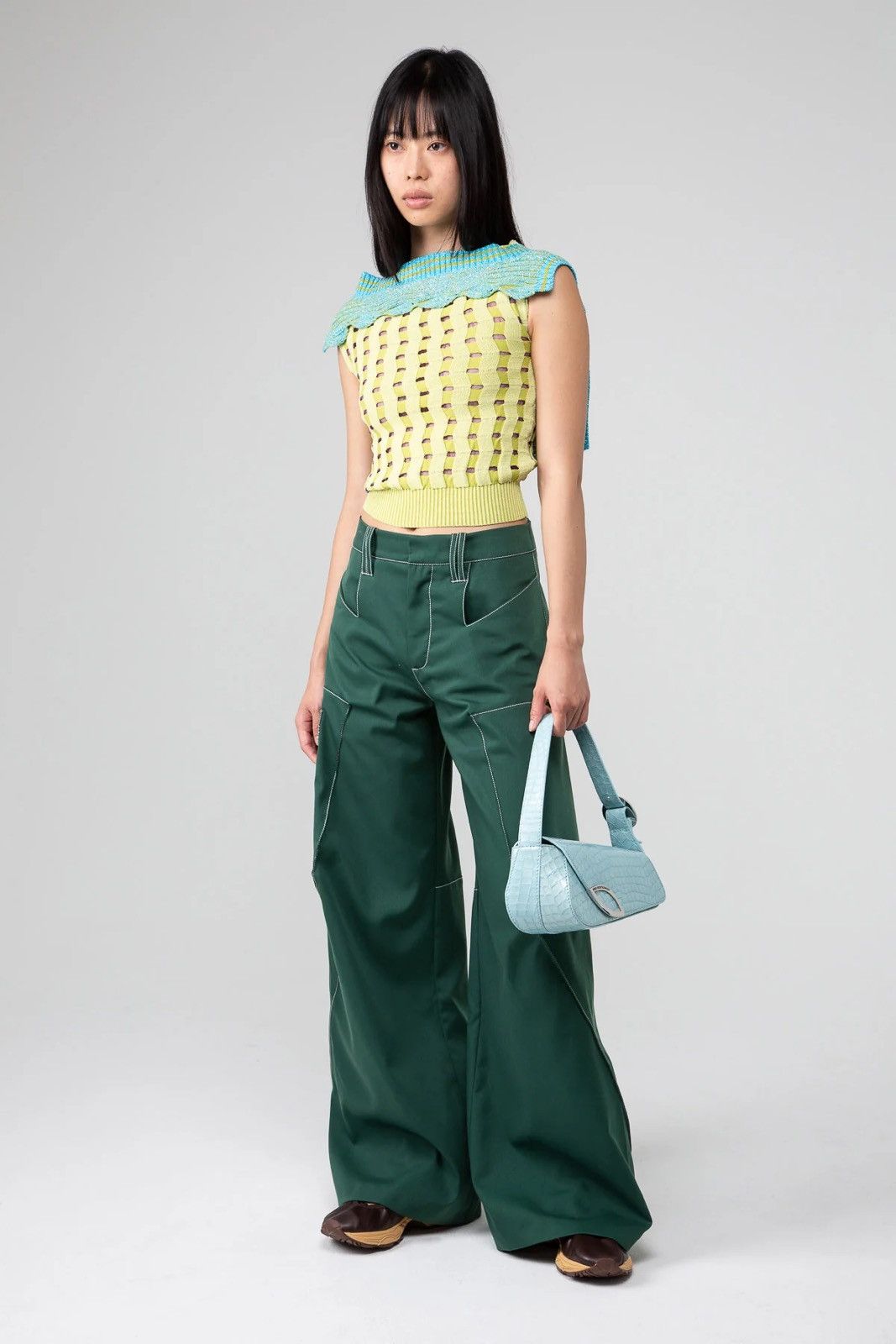 Kiko Kostadinov SS23 Angled Baggy Green Trouser Pant Size 27" / US 4 / IT 40 - 2 Thumbnail