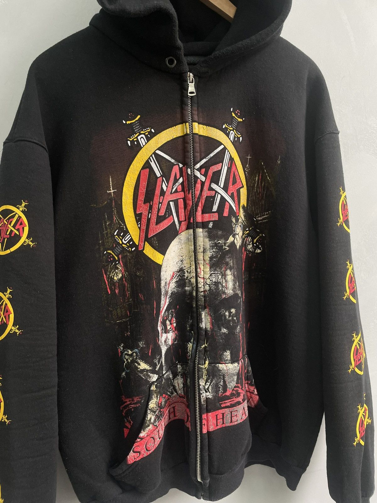 Slayer Rare 90s Slayer boxy rock hoodie opium overprint Size US XL / EU 56 / 4 - 3 Thumbnail