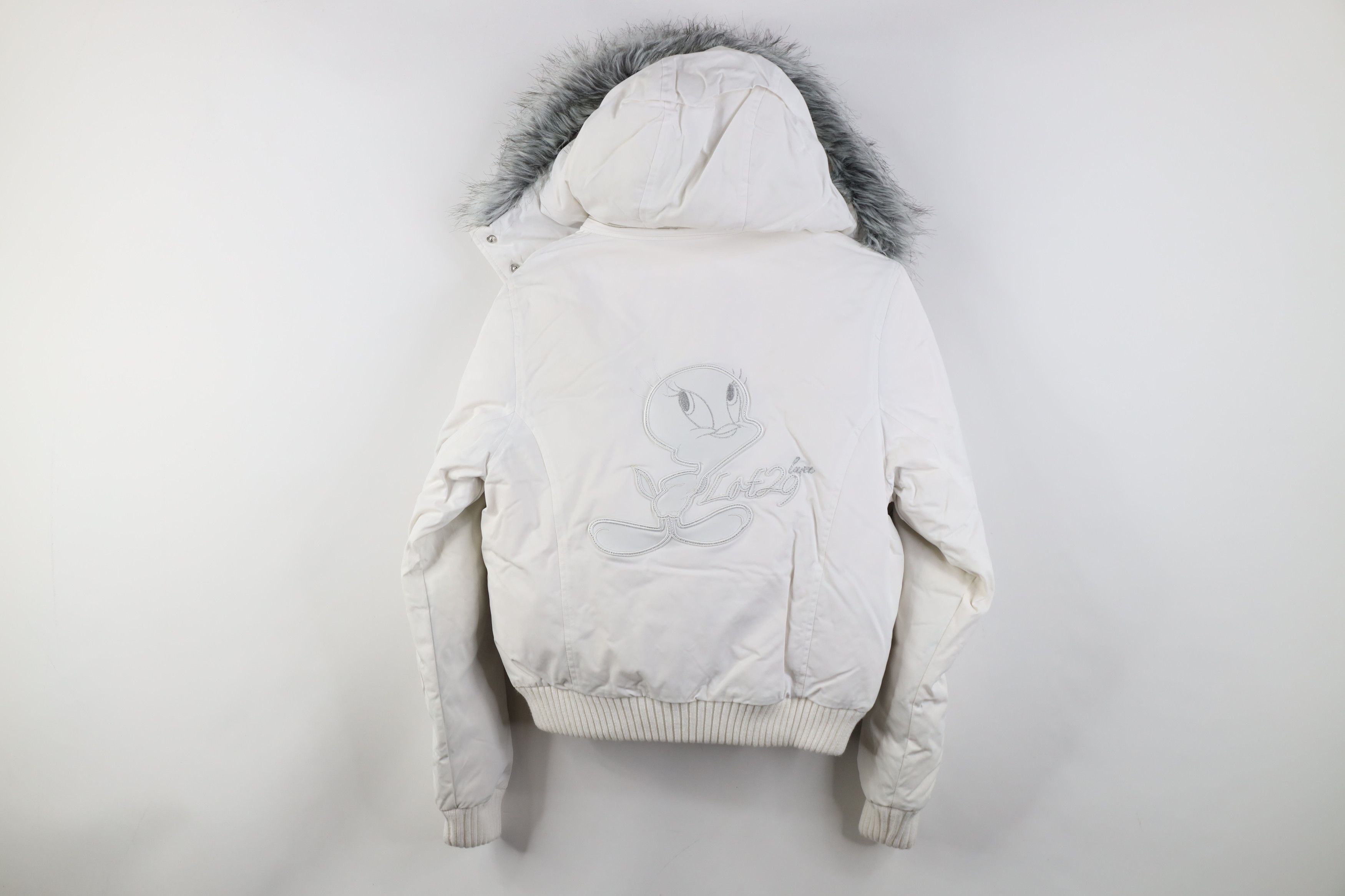 Vintage NOS Vintage 90s Y2K Tweety Bird Cropped Down Hooded Jacket Size M / US 6-8 / IT 42-44 - 13 Thumbnail