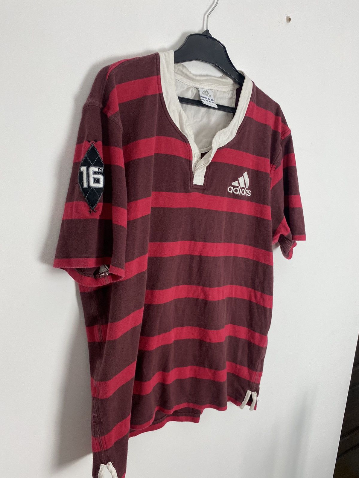 Adidas × Vintage Vintage Adidas Horizontal Striped Polo Shirt Rugby L y2k Size US L / EU 52-54 / 3 - 8 Thumbnail