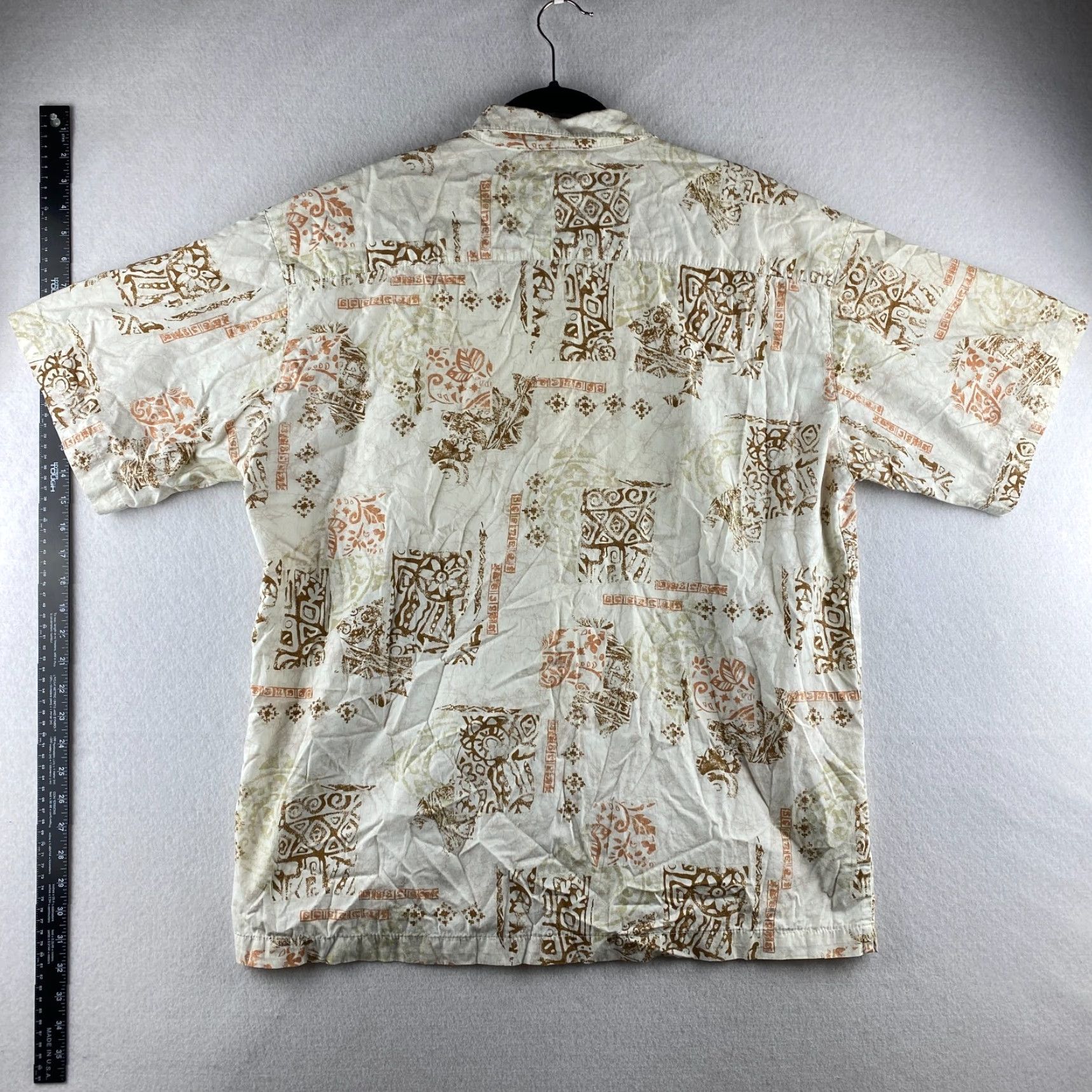 Vintage VINTAGE Murf Wear Hawaiian Shirt Mens XL Beige Button-Up Short Sleeve Geometric Pattern USA Made Size US XL / EU 56 / 4 - 7 Thumbnail
