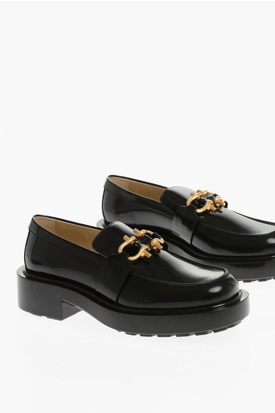 image of Bottega Veneta Brushed Leather Clamp Loafers in Black, Men's (Size 11)