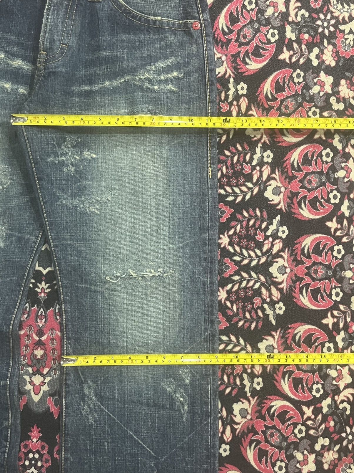 GOSTAR DE FUGA Co&Lu Cracked Distressed Big Slogan Dark Blue Loose Jeans Size US 31 - 14 Thumbnail