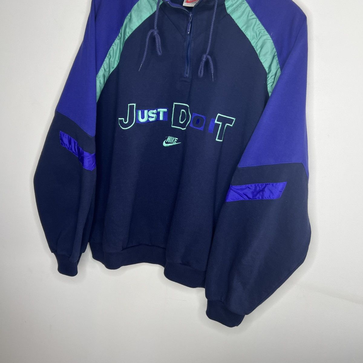 Nike Vintage 80s Sweatshirt Nike Half Zip Just Do It Spellout Size US L / EU 52-54 / 3 - 2 Thumbnail