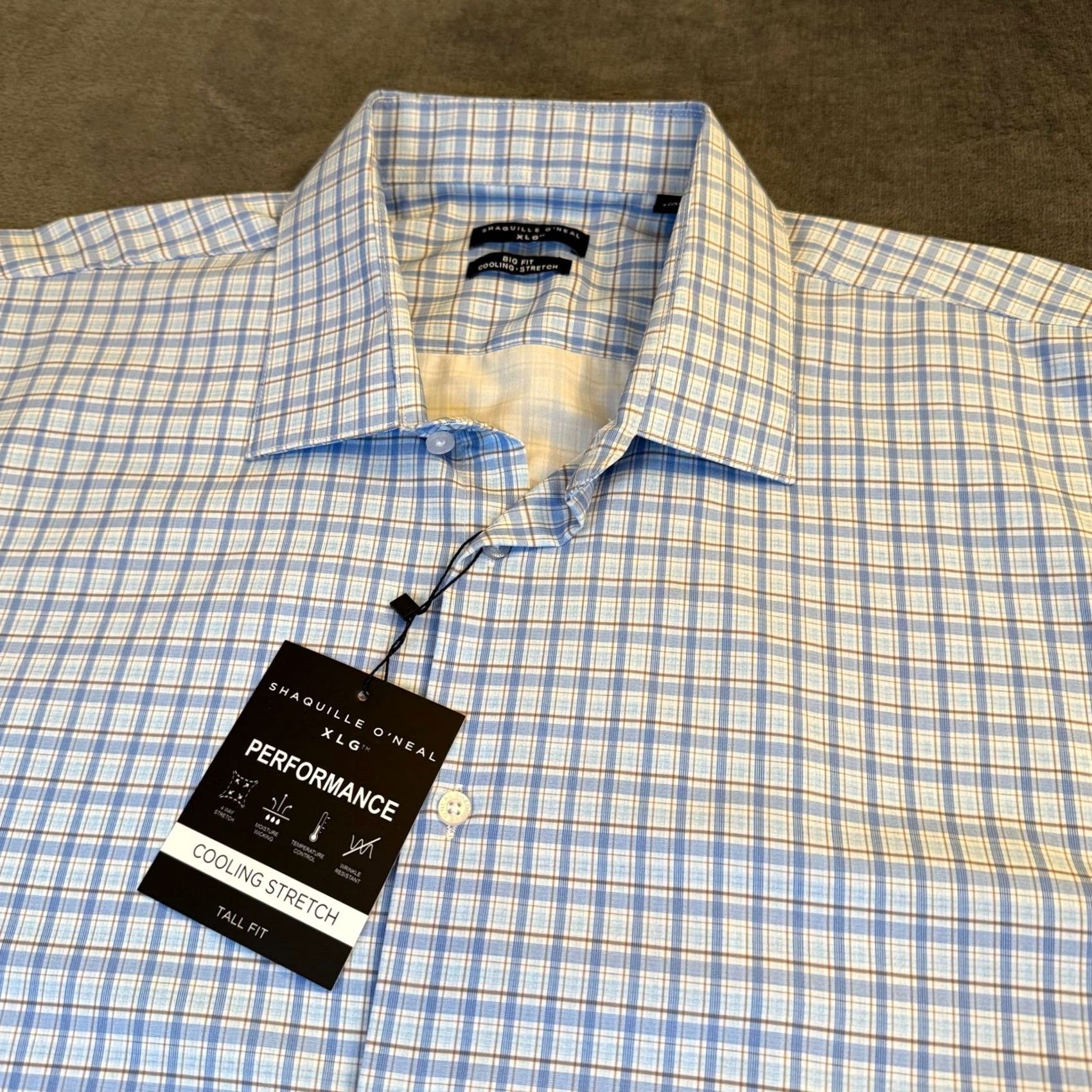 Vintage VINTAGE Shaquille O'Neal Dress Shirt Plaid Blue Mens 18 37/38 Shirt Big and Tall Long Sleeve Size 48R - 7 Thumbnail