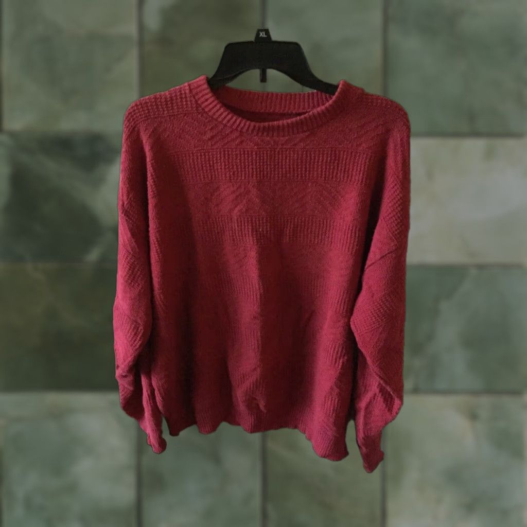 Vintage VINTAGE Mens Red Crew Neck Sweater Size L/XL Knit Pullover Fashion** Size US L / EU 52-54 / 3 - 1 Thumbnail