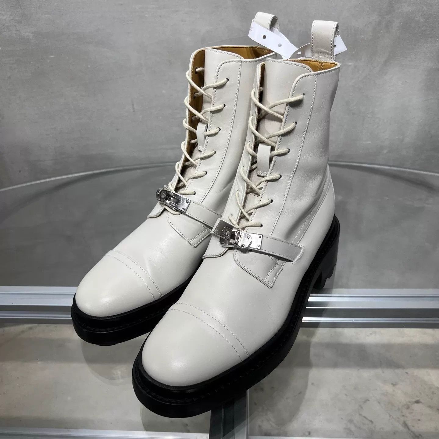 Hermes Hermes Funk Patent Calfskin Martin Boots 37 Original Box Size US 6.5 / IT 36.5 - 2 Thumbnail