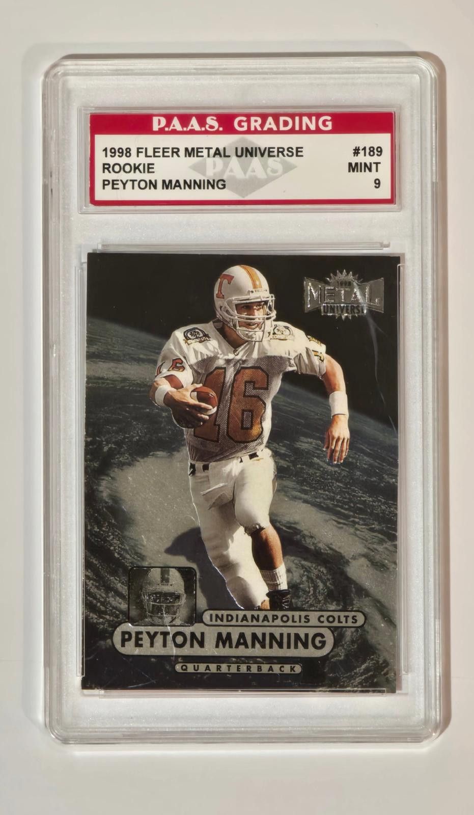 Peyton Manning 1998 Fleer Metal Universe ROOKIE 189 Mint 9