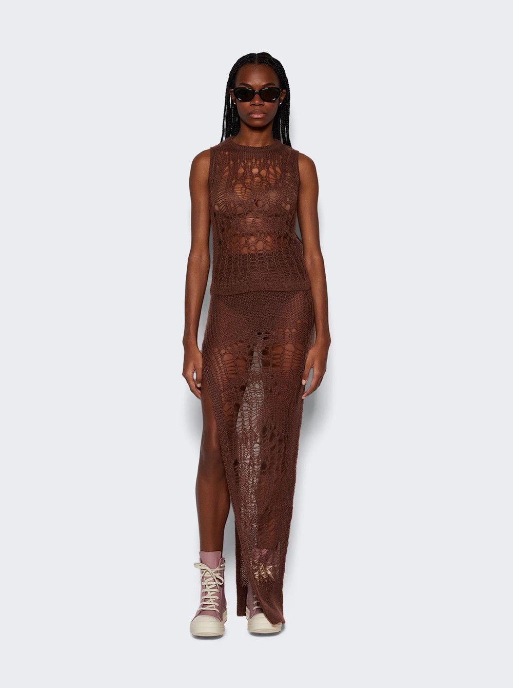 Rick Owens o1mle0426 Spider Ziggy Skirt in Brown Size 32" / US 10 / IT 46 - 2 Thumbnail