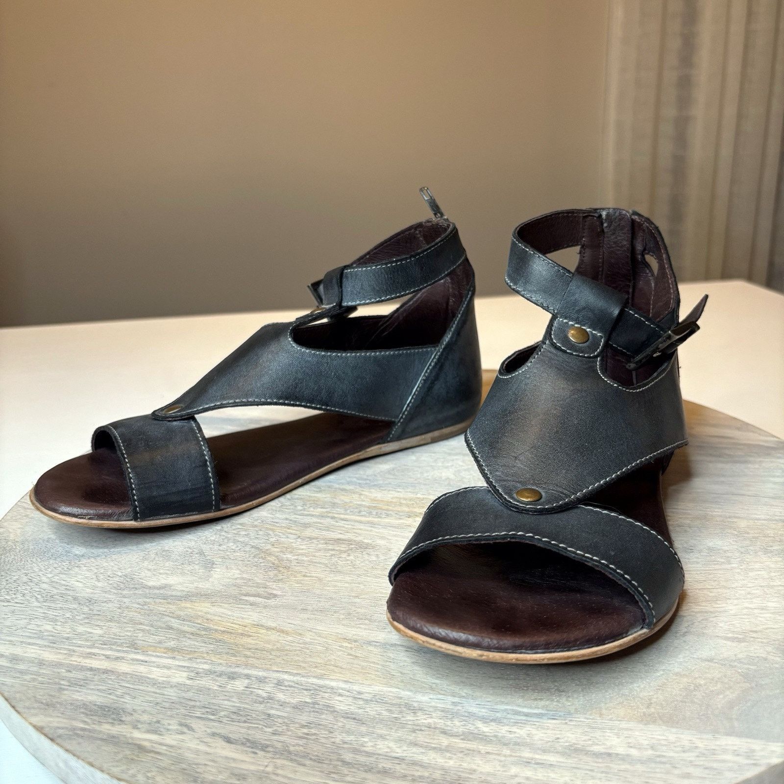 Bed Stu Bed Stu Roan Hali Black Leather Slingback Sandals Size 7.5 Size US 7.5 / IT 37.5 - 1 Thumbnail