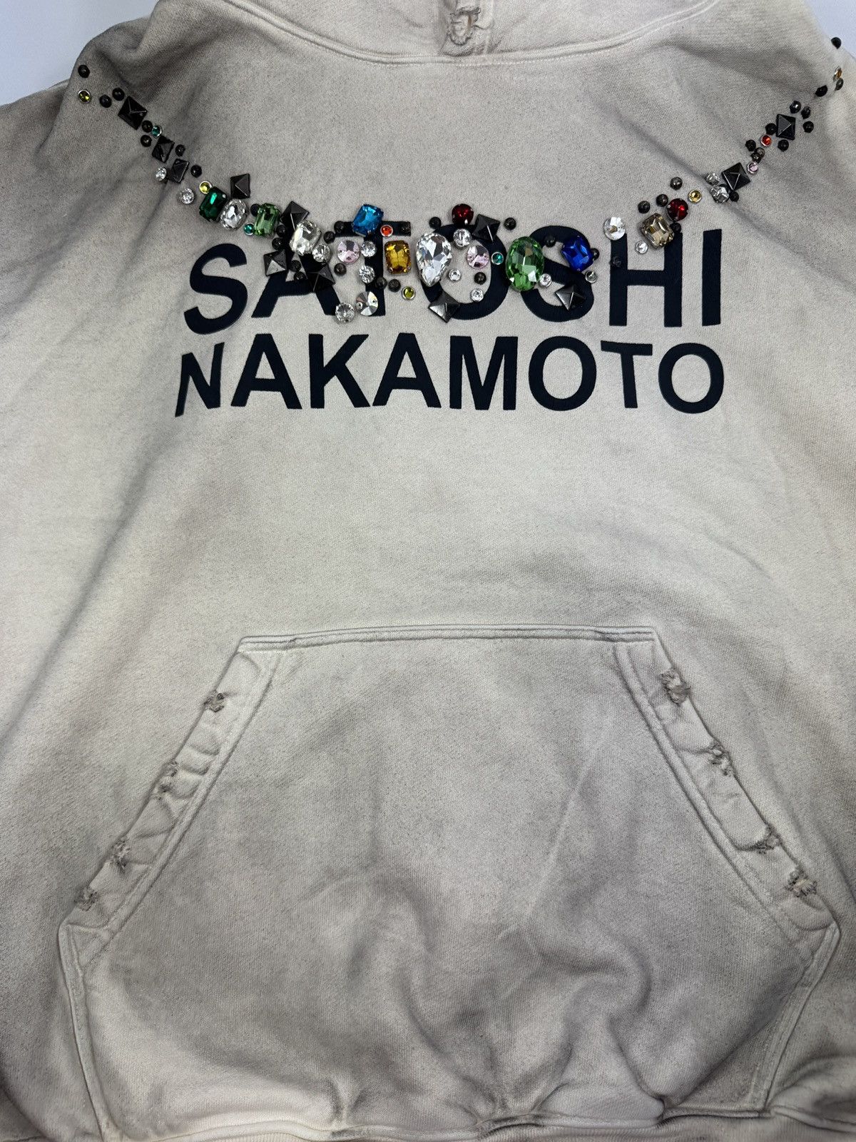 Satoshi Nakamoto Necklace Logo-Print Embellished Distressed Hoodie Size US XL / EU 56 / 4 - 4 Thumbnail