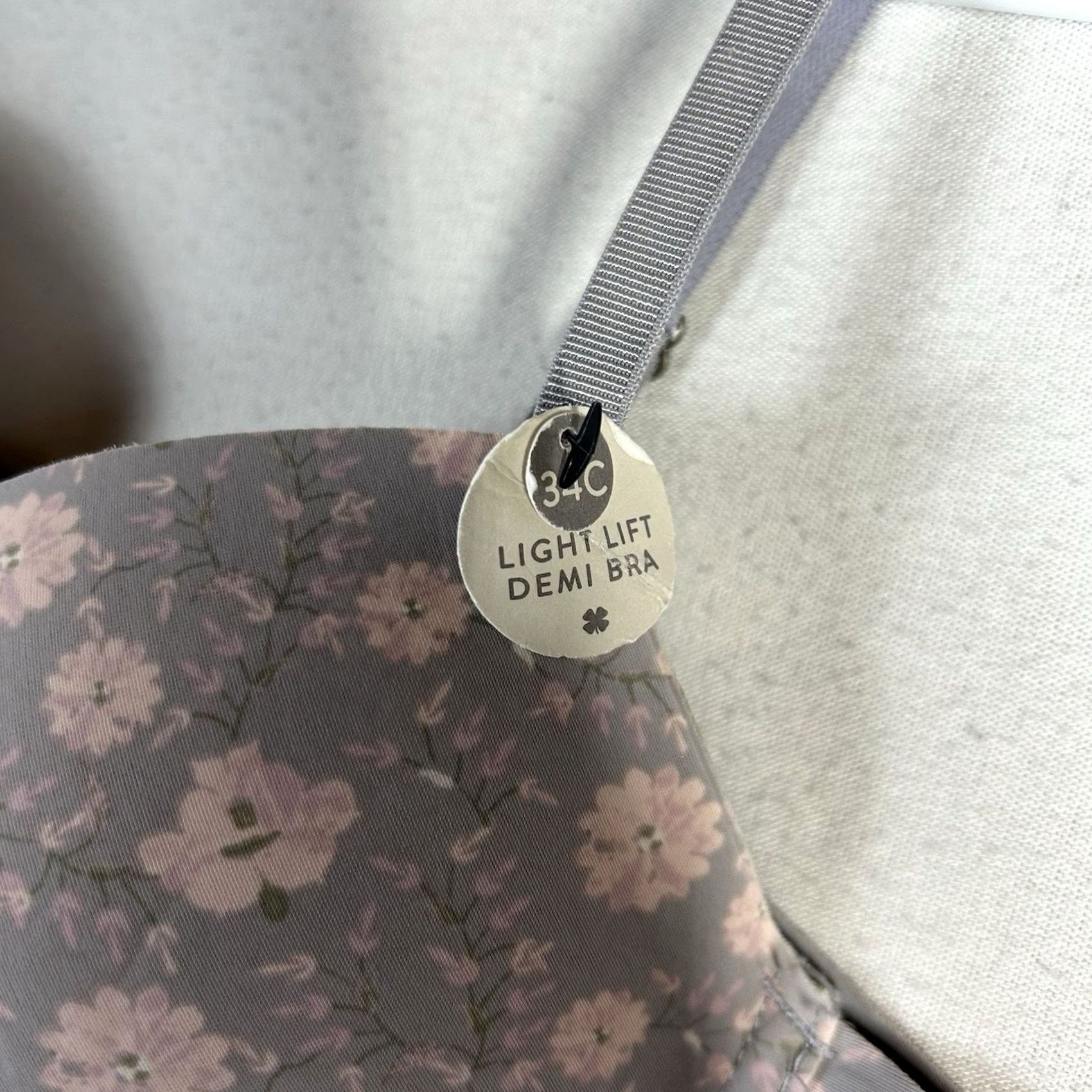 Lucky Brand Lucky Brand Bra Women's 34C Demi Underwire Floral Padded Light Lift Ladies Shope Grade Gray Floral Pattern Size ONE SIZE - 3 Thumbnail
