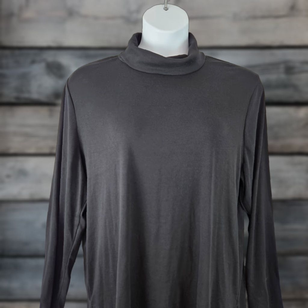 Vintage Lane Bryant Womens Ribbed Turtleneck Black Blouse Size 22 Plus Long Sleeve Cotton Blend Shirt Womens Size 3XL / US 20-22 - 1 Thumbnail