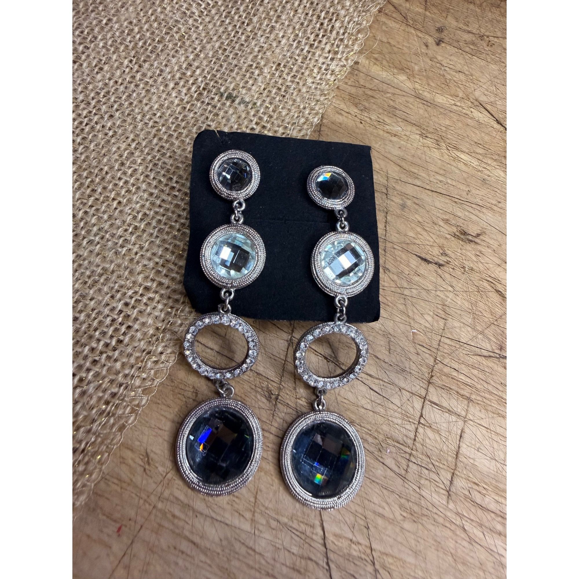 Other Silver Crystal Drop Statement Earrings With Rhinestone Accen Size ONE SIZE - 2 Thumbnail