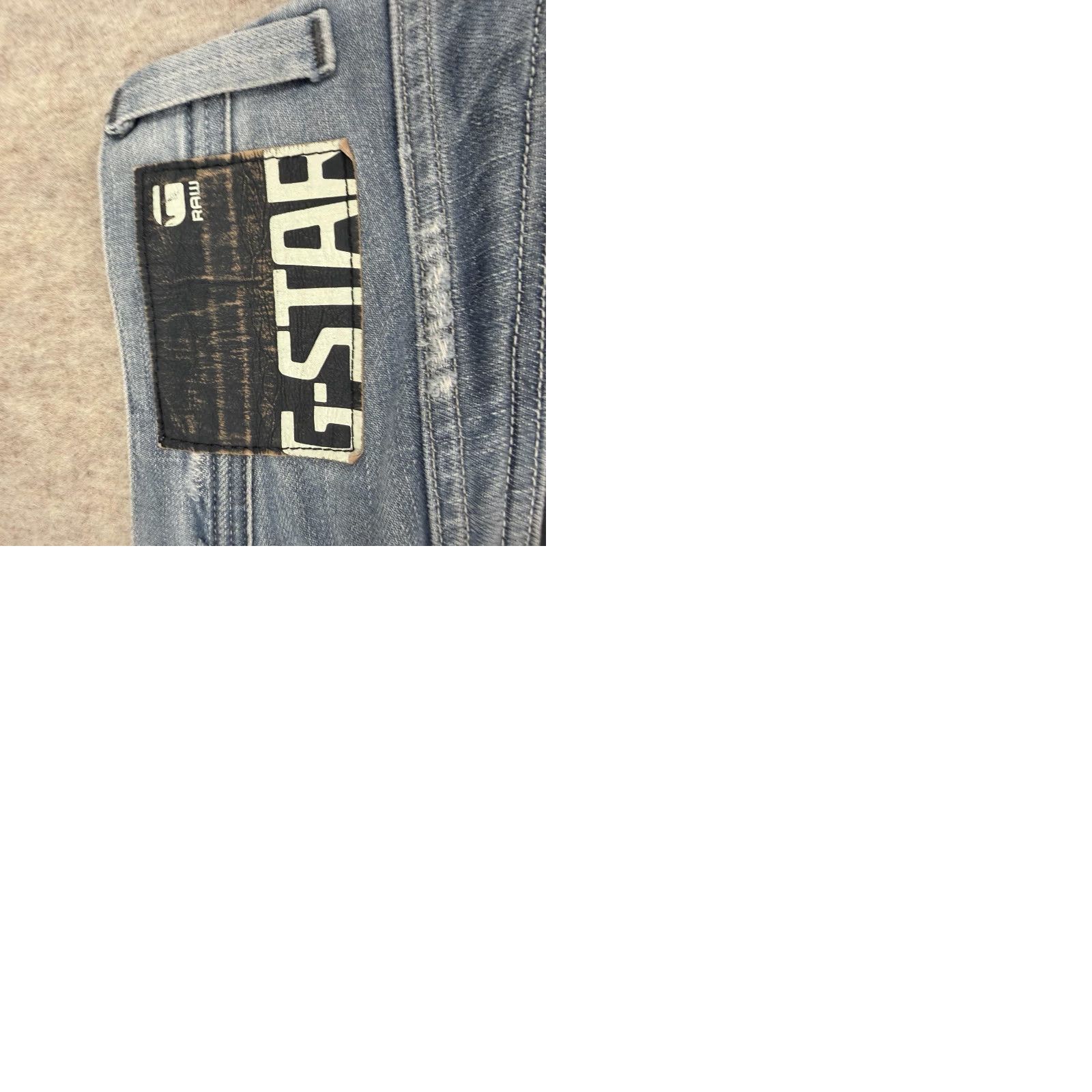 Vintage G-Star RAW Jeans Mens 33x34 Light Wash 3301 Distressed Straight Button Fly Size US 33 - 12 Thumbnail