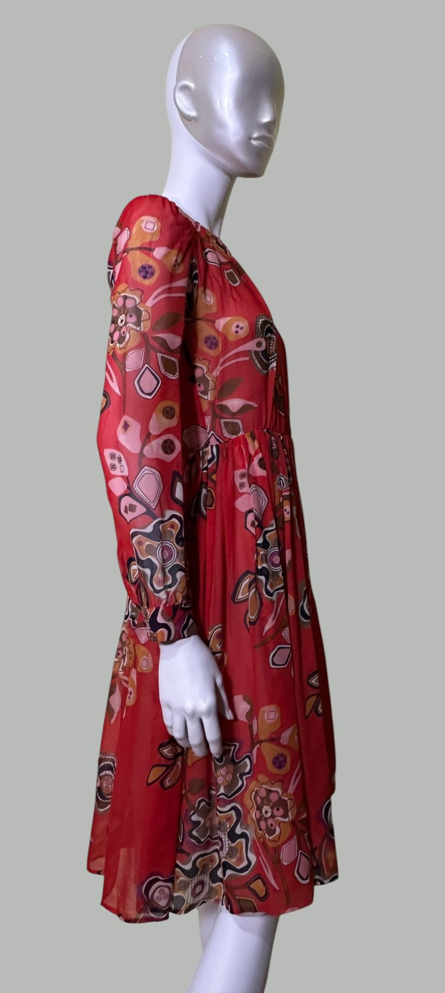 MSGM Floral Midi Silk Dress Size S / US 4 / IT 40 - 4 Thumbnail