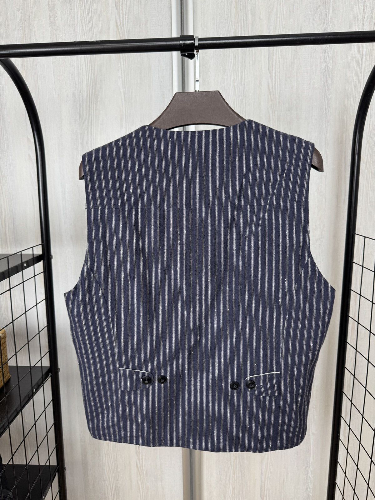 Japanese Brand A.B.C.L Garments blue pinstripes linen cotton vest waistcoat Size US XL / EU 56 / 4 - 10 Thumbnail