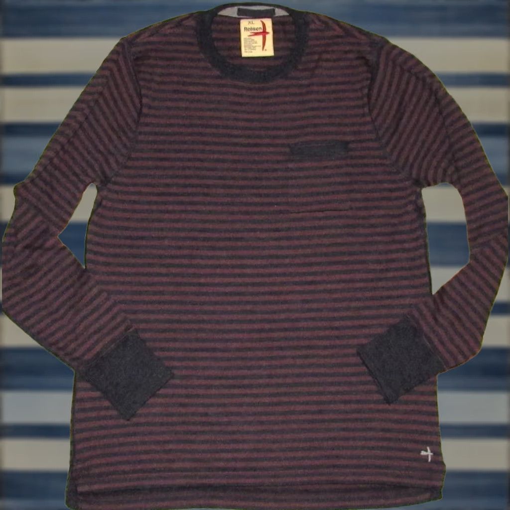 Relwen RELWEN Blue Striped Wool Fitted Sweater XL Mens Pullover 100% Wool Classic Knit Blue Striped Wool Fitted Sweater XL Mens Size US XL / EU 56 / 4 - 1 Thumbnail