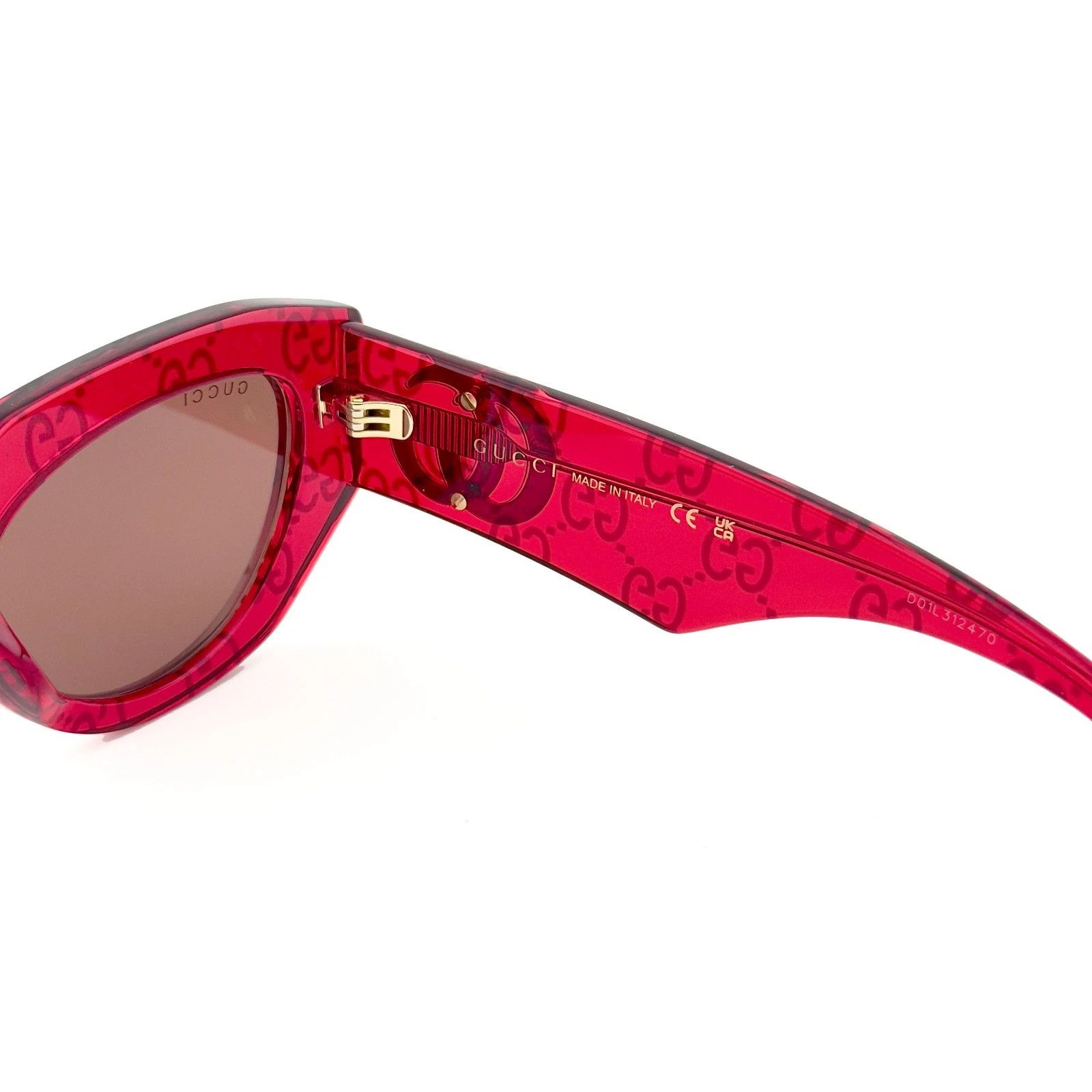 Gucci GUCCI 1421 Crystal Red Print 1421S Geometric Sunglasses 006 Size ONE SIZE - 7 Thumbnail
