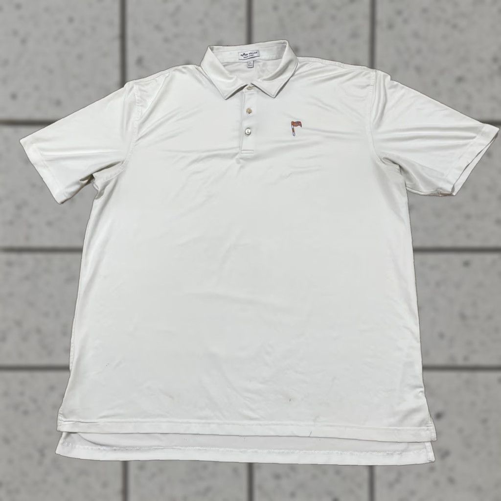 Peter Millar VINTAGE Peter Millar Summer Comfort Polo Shirt Men XL White A Golf Flag Logo Golfer Rare Size US XL / EU 56 / 4 - 1 Thumbnail