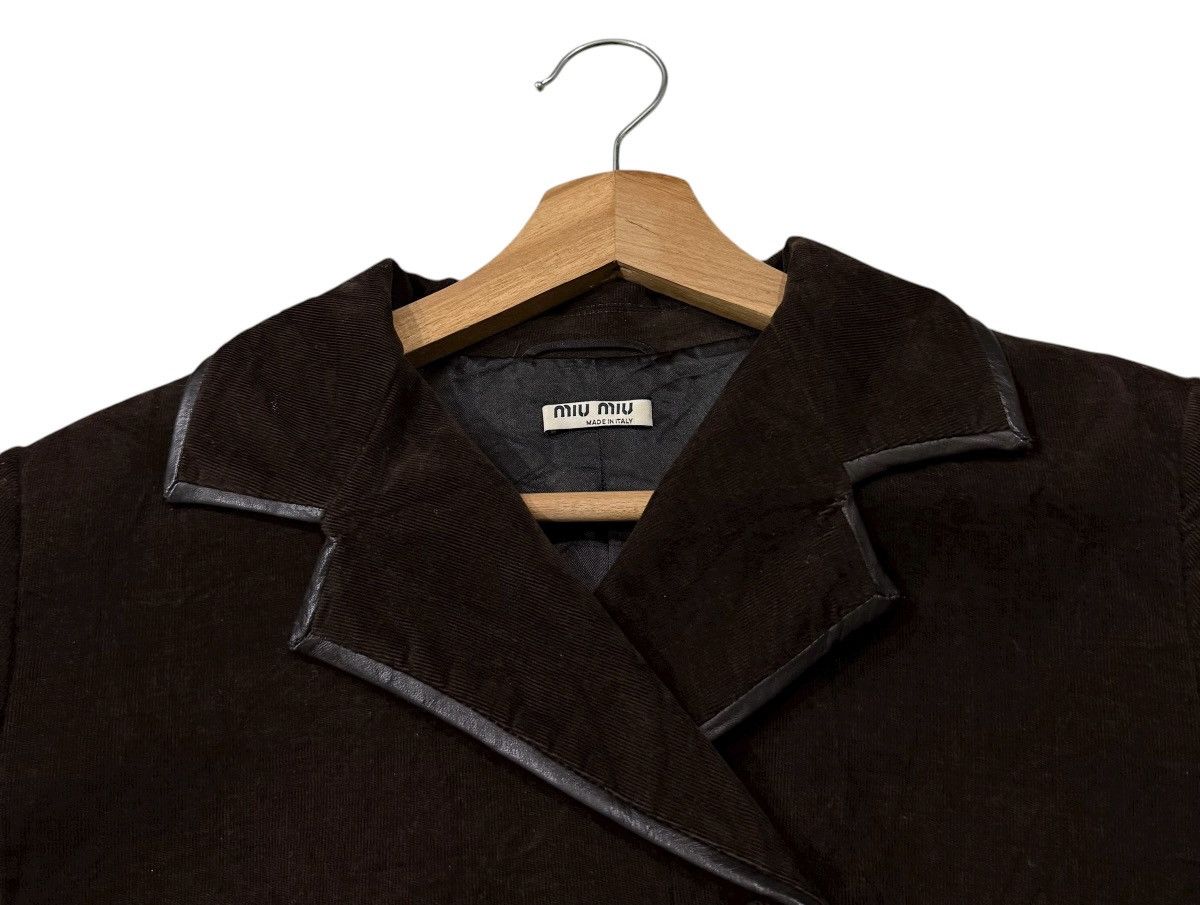 Miu Miu ‼️RARE‼️Vintage Miu Miu Cotton Leather Buttons Long Jacket Size S / US 4 / IT 40 - 10 Thumbnail