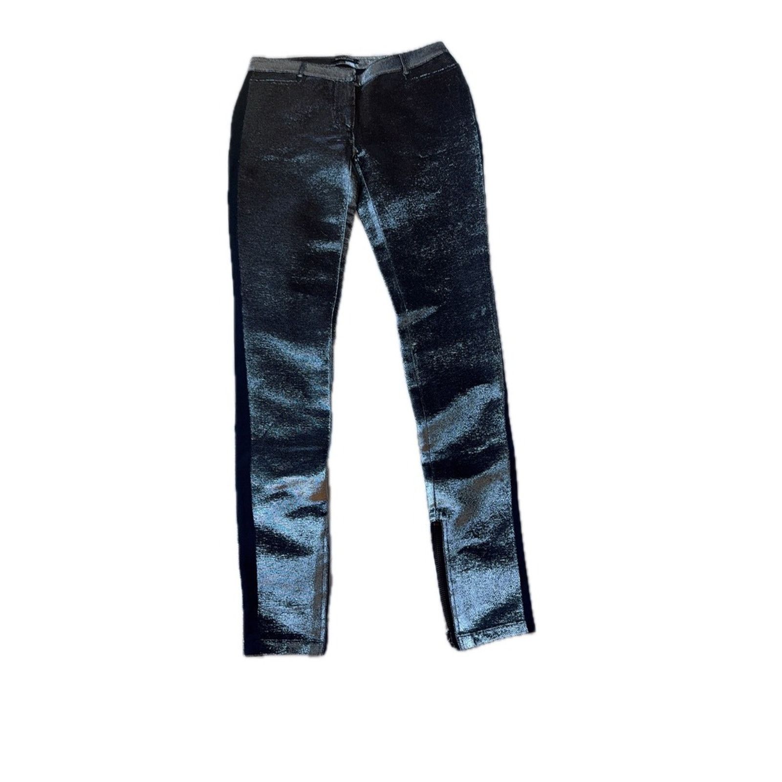 Balmain Balmain Paris Metallic Silver Skinny Pants – Size 25" / US 0 / IT 36 - 1 Thumbnail