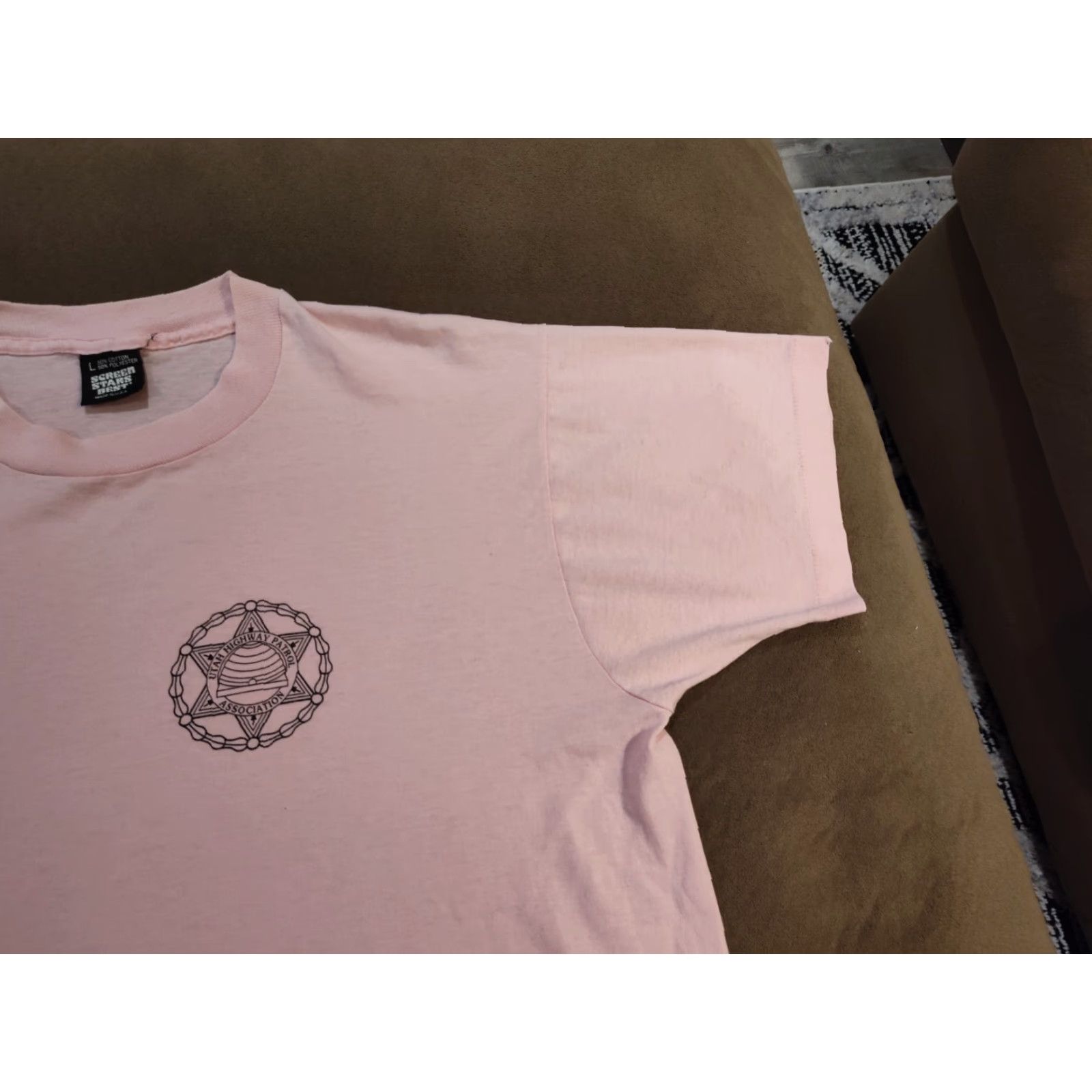 Vintage Vintage Screen Stars 80s USA T-Shirt Size L Pink Cotton Polyester Cotton Blend Short Sleeve Crew Neck Classic Regular Men Size US L / EU 52-54 / 3 - 5 Thumbnail