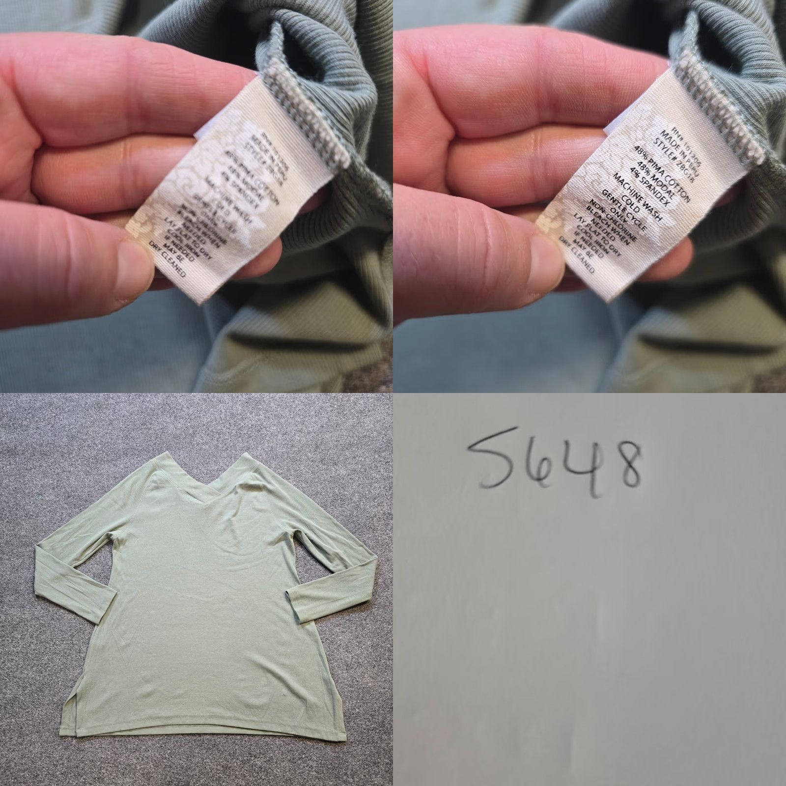 Soft Surroundings Soft Surroundings Top Womens L Green Ribbed Stretch Double V Neck Blouse Casual Size L / US 10 / IT 46 - 8 Thumbnail