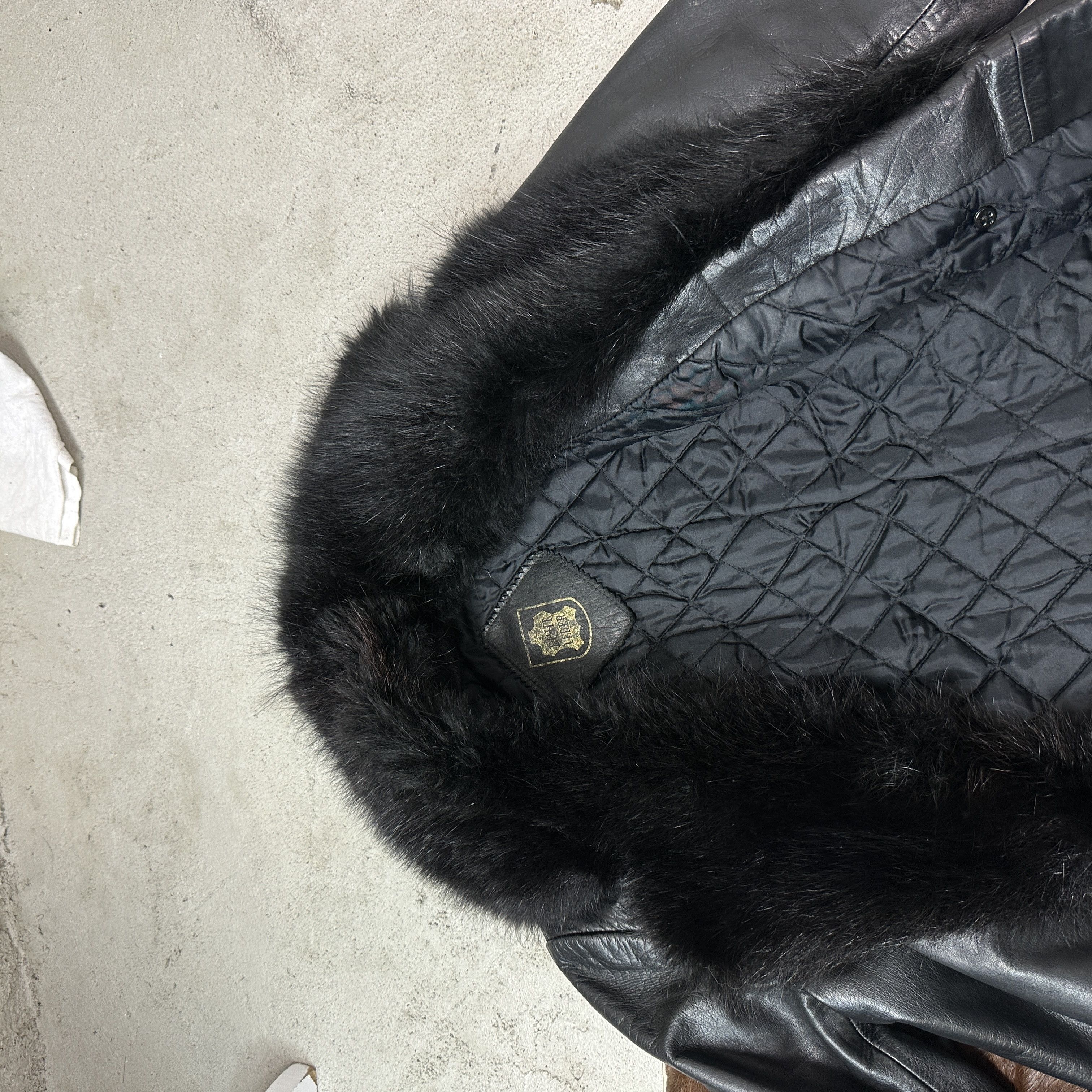 Vintage Vintage Leather Buttoned Buttoned Real Fur Collar Coat 90s Size M / US 6-8 / IT 42-44 - 6 Thumbnail