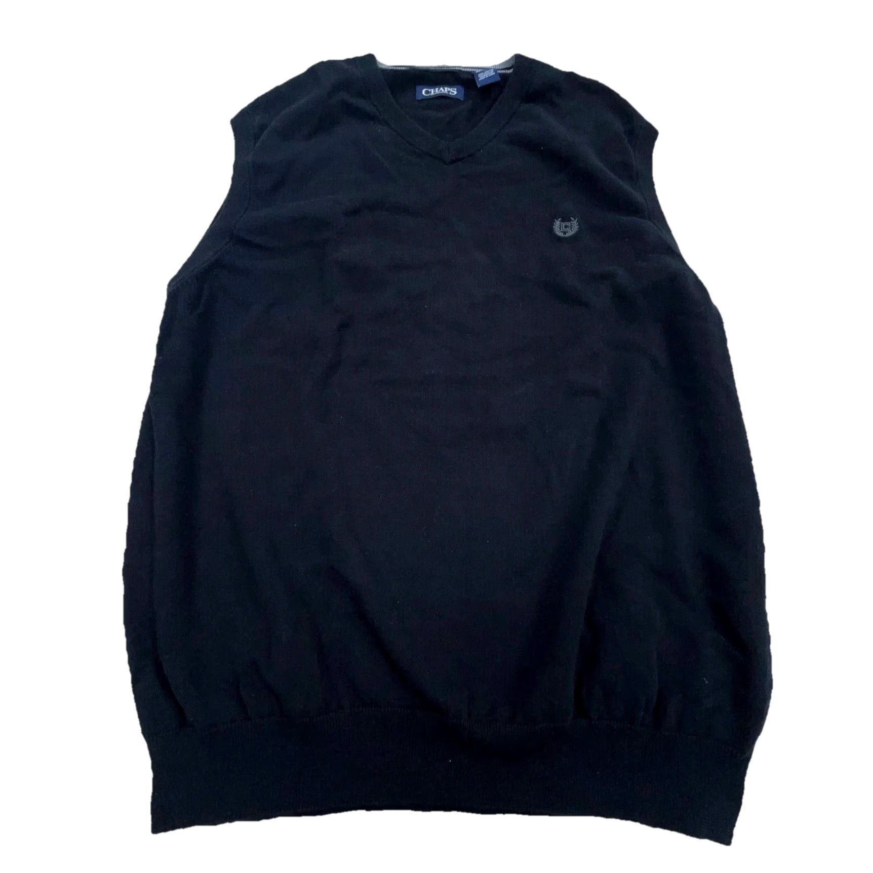 Chaps Chaps Vest Sweater Men XL Black Cotton Knit Casual Modern Logo Golf Tennis Adult Size US XL / EU 56 / 4 - 2 Thumbnail