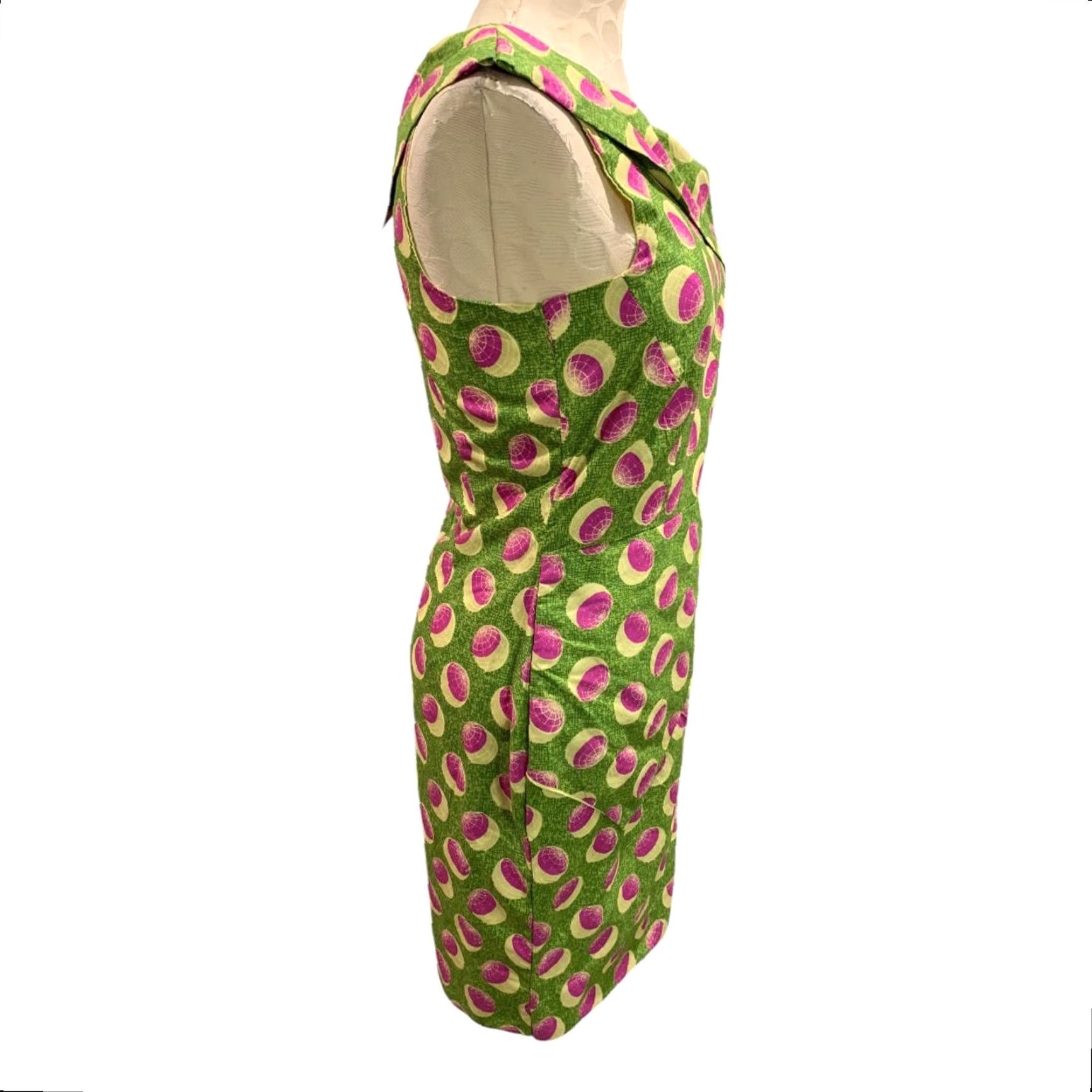 Pinko VINTAGE Medium One Shoulder Sheath Dress Women M Green 1960s Short Shirt (Dress?) Size M / US 6-8 / IT 42-44 - 6 Thumbnail