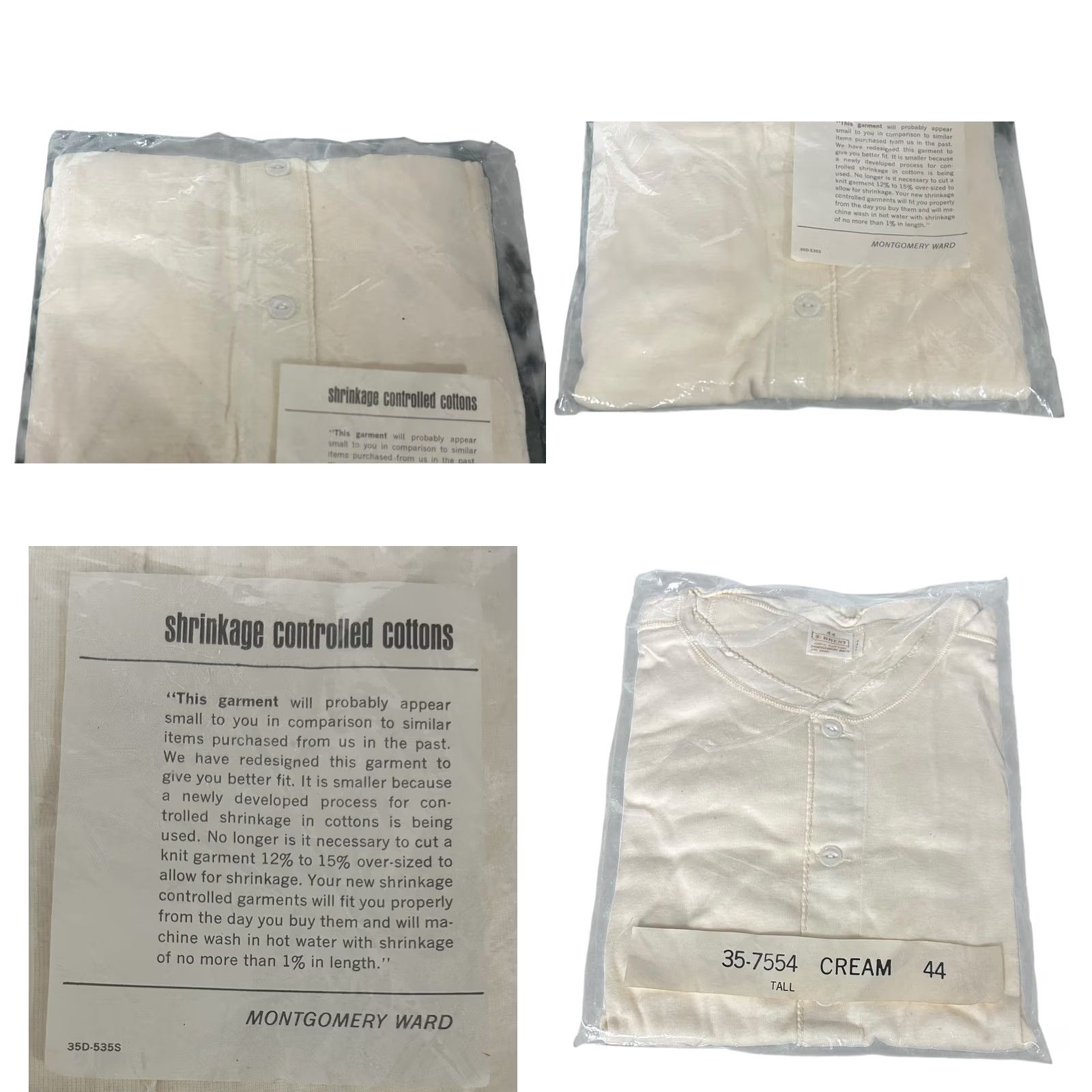 Vintage VINTAGE Brent Montgomery Ward Women's Pajamas Long Johns 44 Tall Cream Boho 1960s Ladies Mens? Size ONE SIZE - 8 Thumbnail
