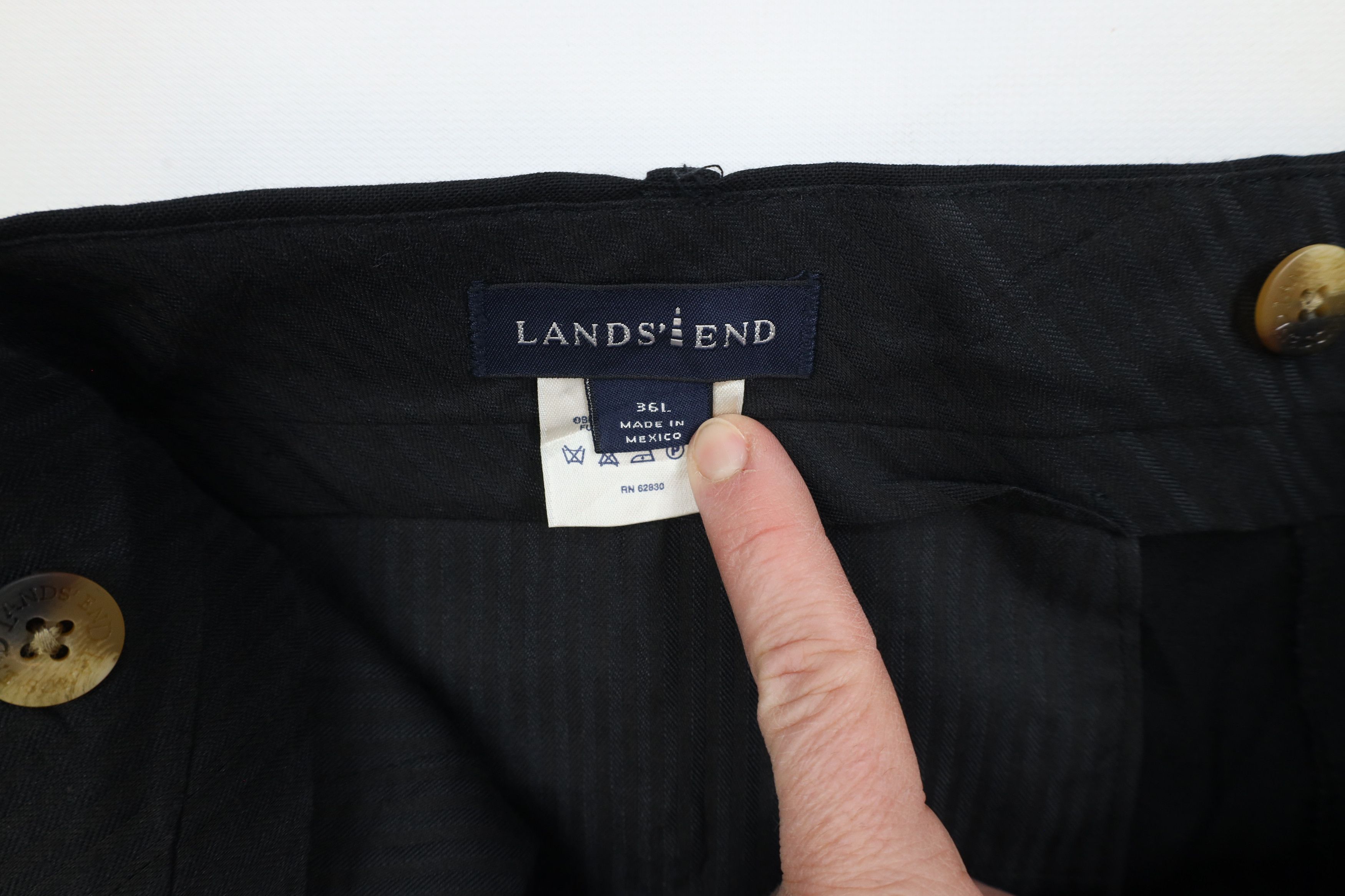 Lands' End × Vintage Vintage 90s Lands End Wide Leg Chino Pants Trousers Black Size US 36 / EU 52 - 8 Thumbnail