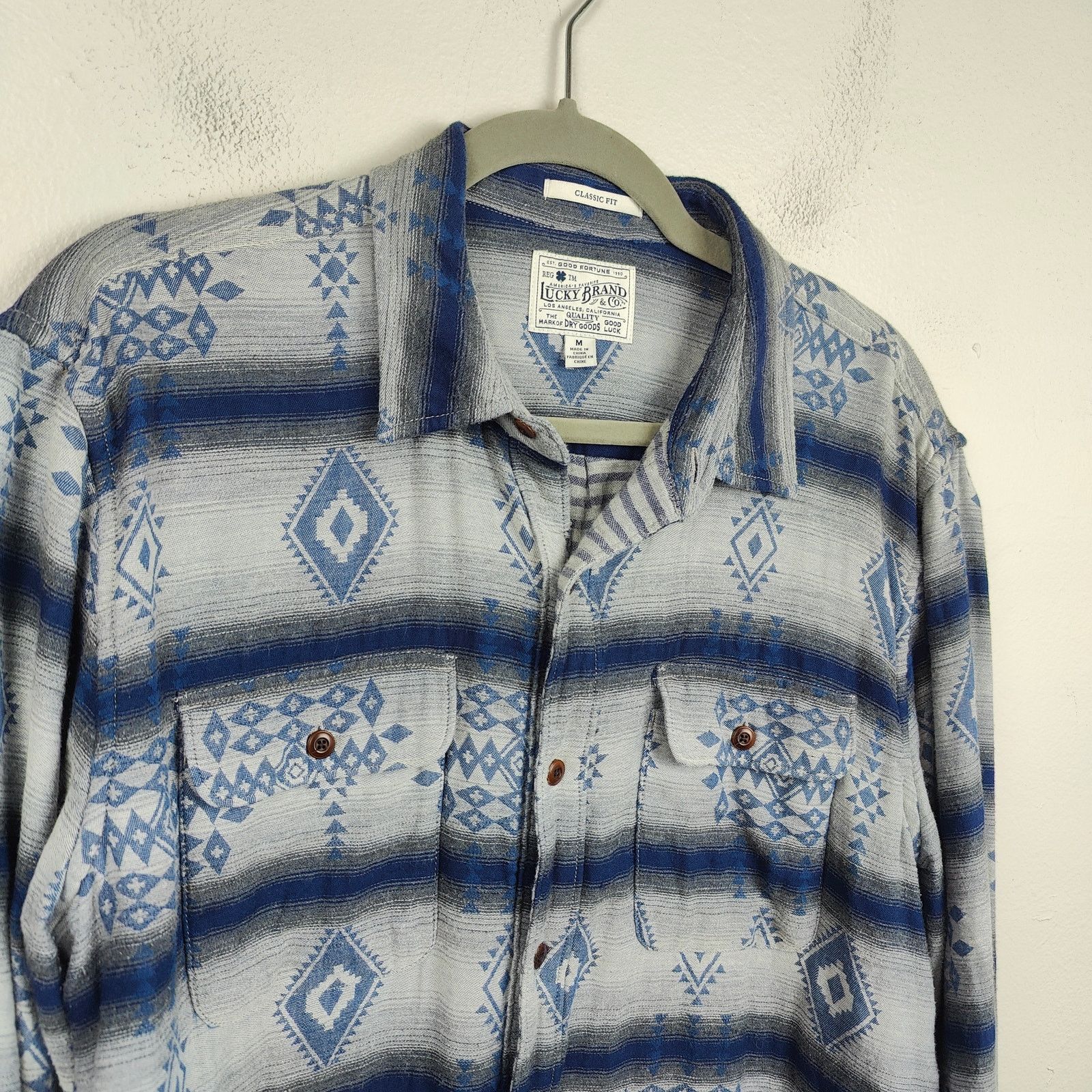 Lucky Brand Lucky Brand Flannel Shirt Mens Medium Blue Southwestern Size US M / EU 48-50 / 2 - 2 Thumbnail