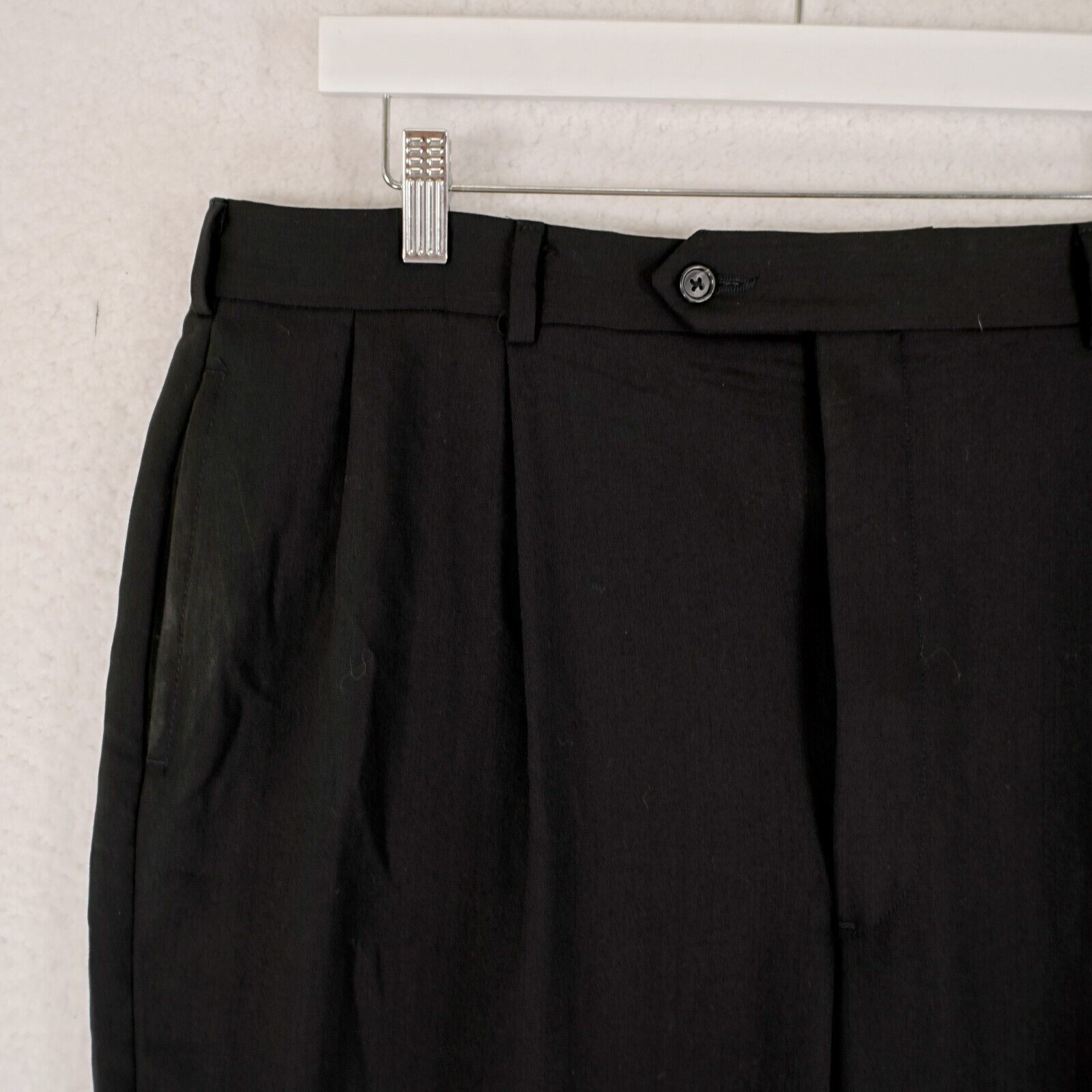 Paul Fredrick Paul Fredrick Wool Black Pleated Cuffed High Rise Dress Pant Size 36R - 2 Thumbnail