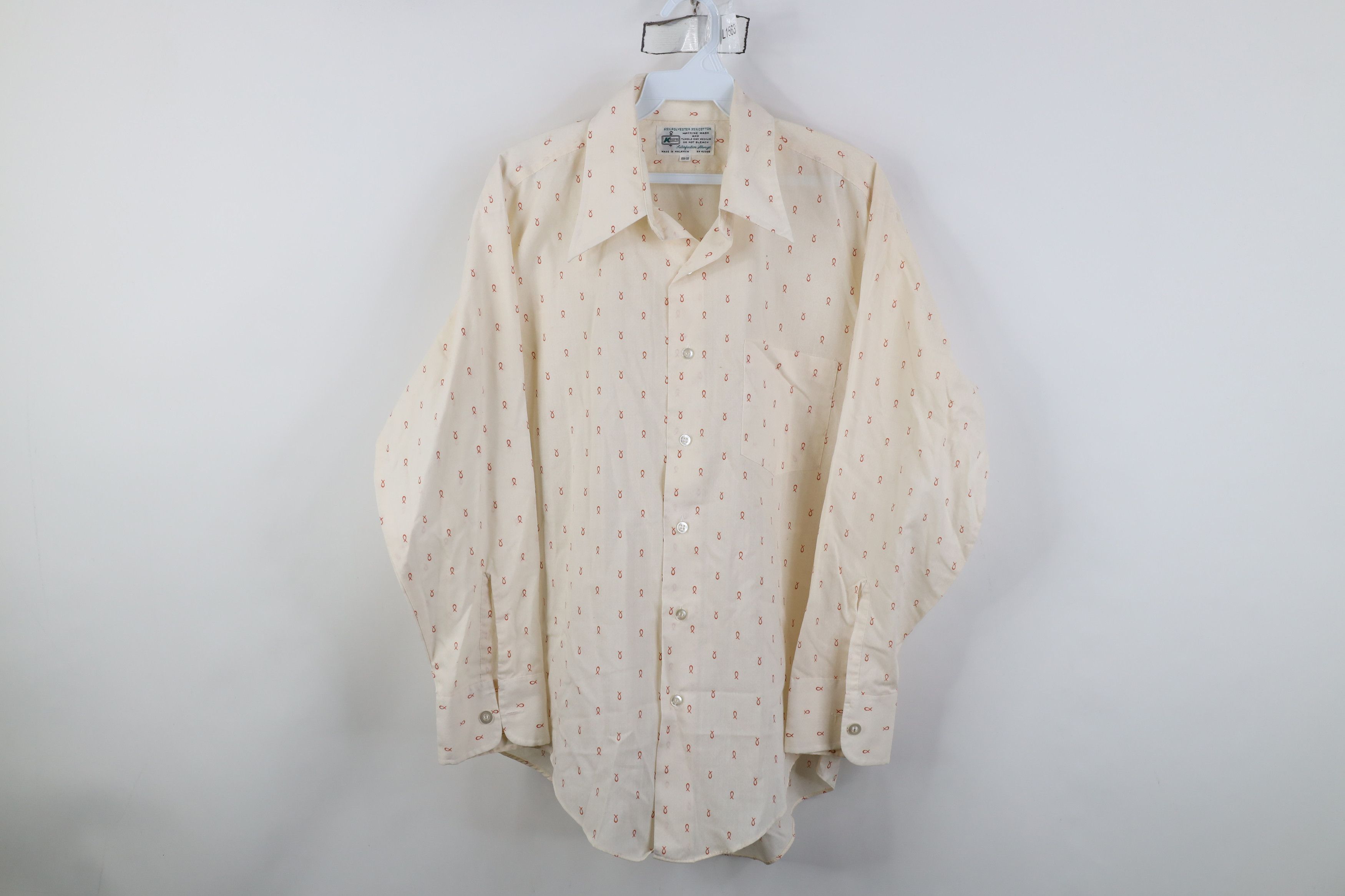 Vintage Vintage 70s Streetwear Jesus Fish All Print Collared Shirt Size US M / EU 48-50 / 2 - 1 Thumbnail