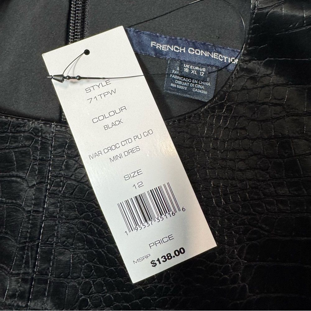 French Connection NWT New $138 French Connection Croc-Embossed Cut Out Black Size XL / US 12-14 / IT 48-50 - 8 Thumbnail