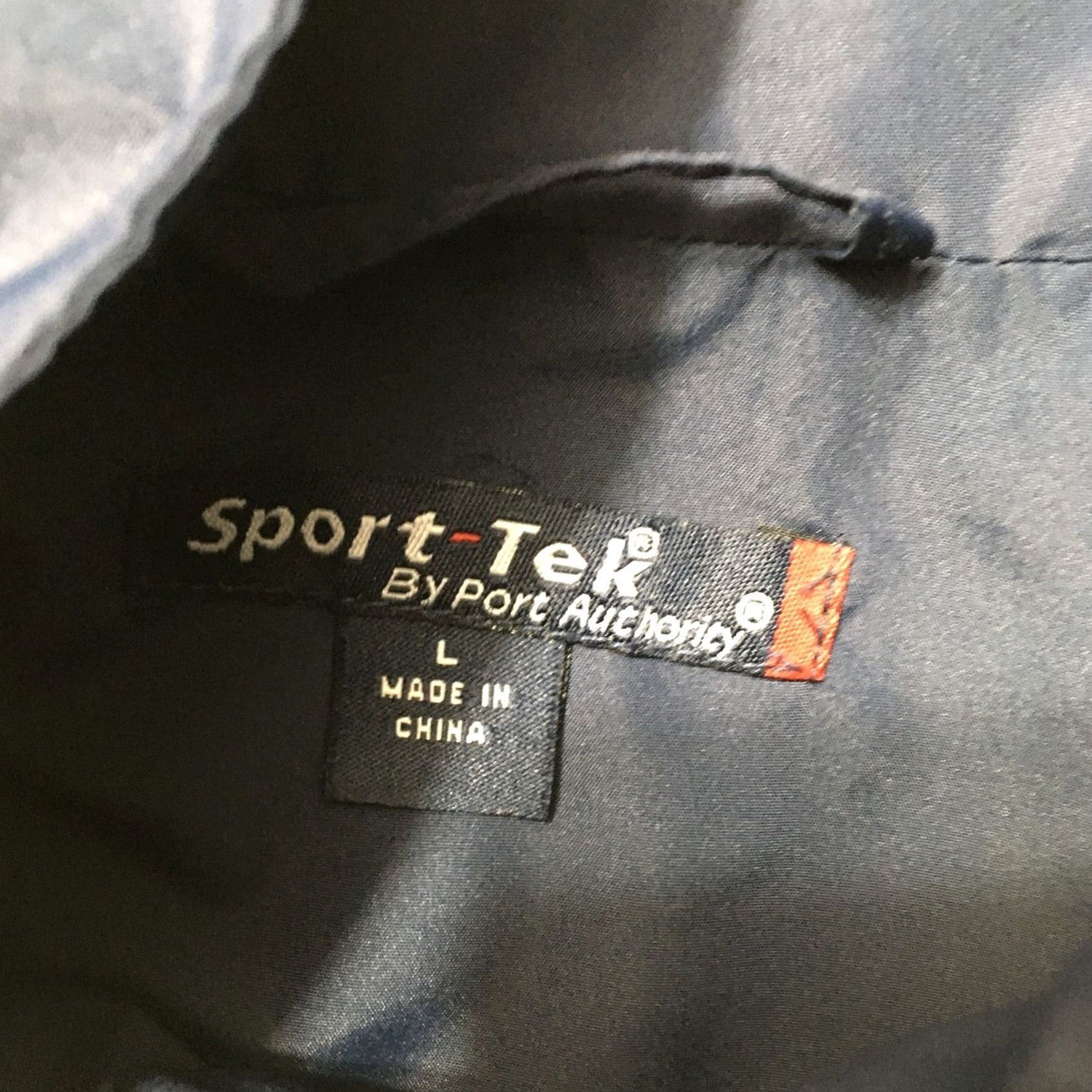 Vintage Navy blue Mens Sport-Tek Jacket Windbreaker Logo Stripe Hoodie Shirt? Size US L / EU 52-54 / 3 - 4 Thumbnail