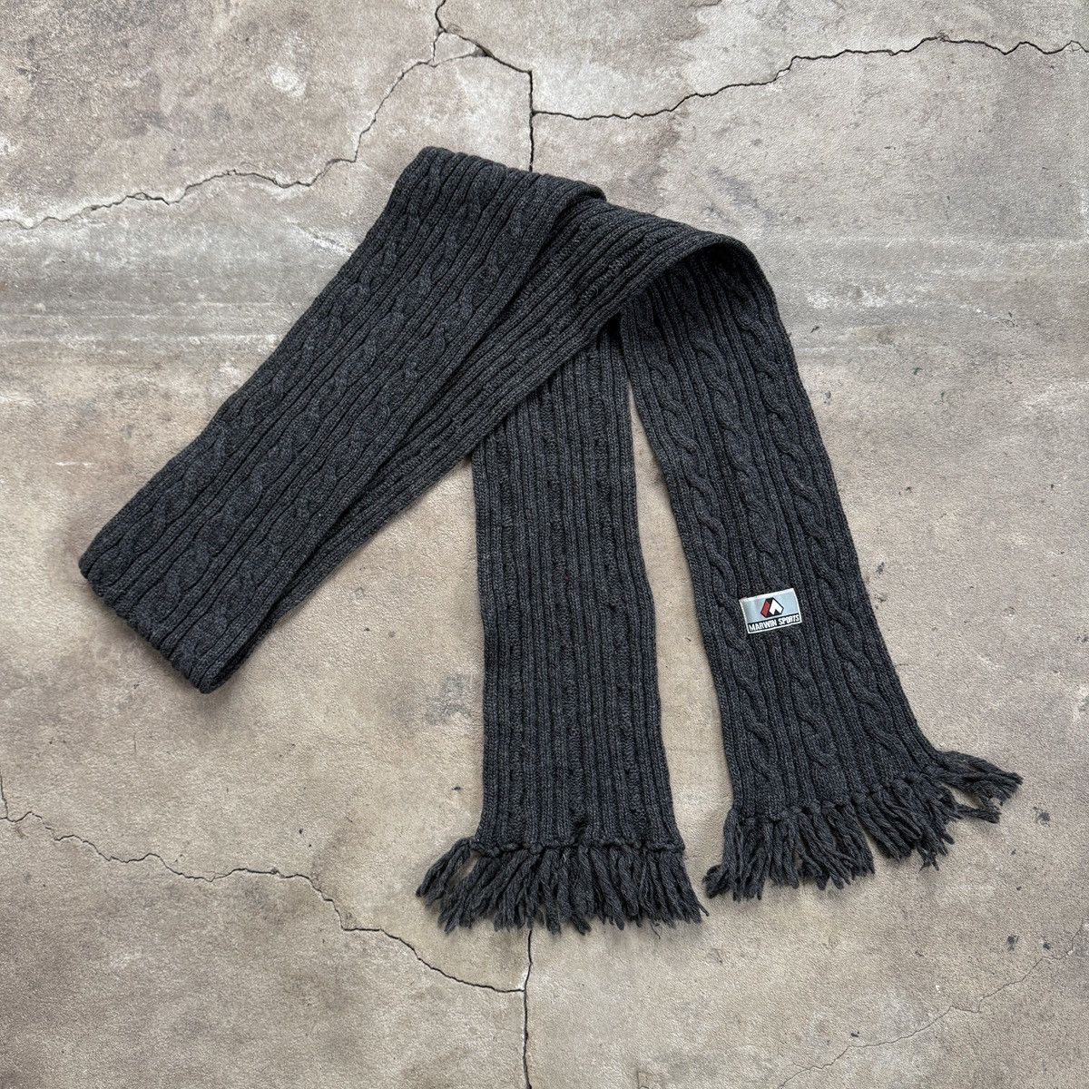 Vintage Marwin Sports Wool Long Scarf Cable Knit Size ONE SIZE - 2 Thumbnail