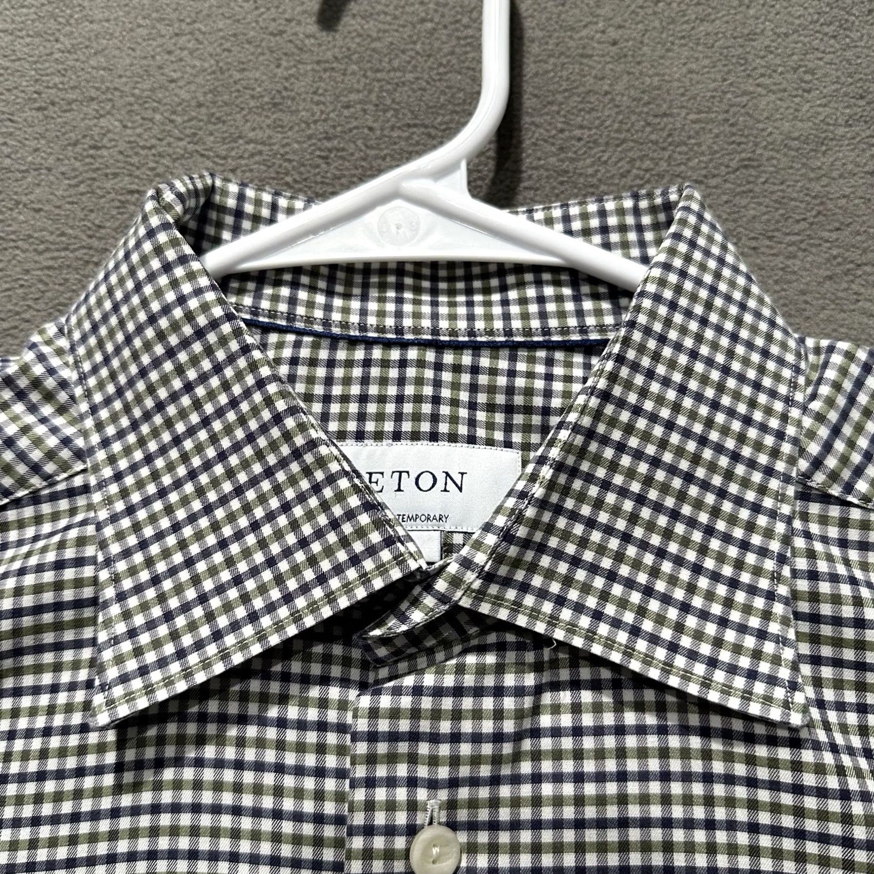 Eton Eton Shirt Mens L White/Blue/Green Gingham Plaid Long Sleeve Contemporary Size US L / EU 52-54 / 3 - 4 Thumbnail