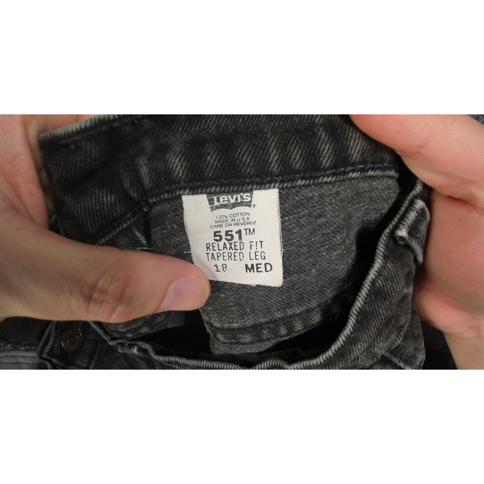 Levi's 1995 Made in USA Levis 551 Faded Black Tapered Jeans Womens Size 40" / US 18 - 7 Thumbnail