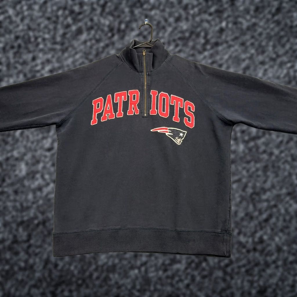 47 New England Patriots Mens Sweatshirt XL Navy Blue 47 Brand Quarter Zip Pullover Football Embroidered Logo Graphic Print Size US XL / EU 56 / 4 - 1 Thumbnail