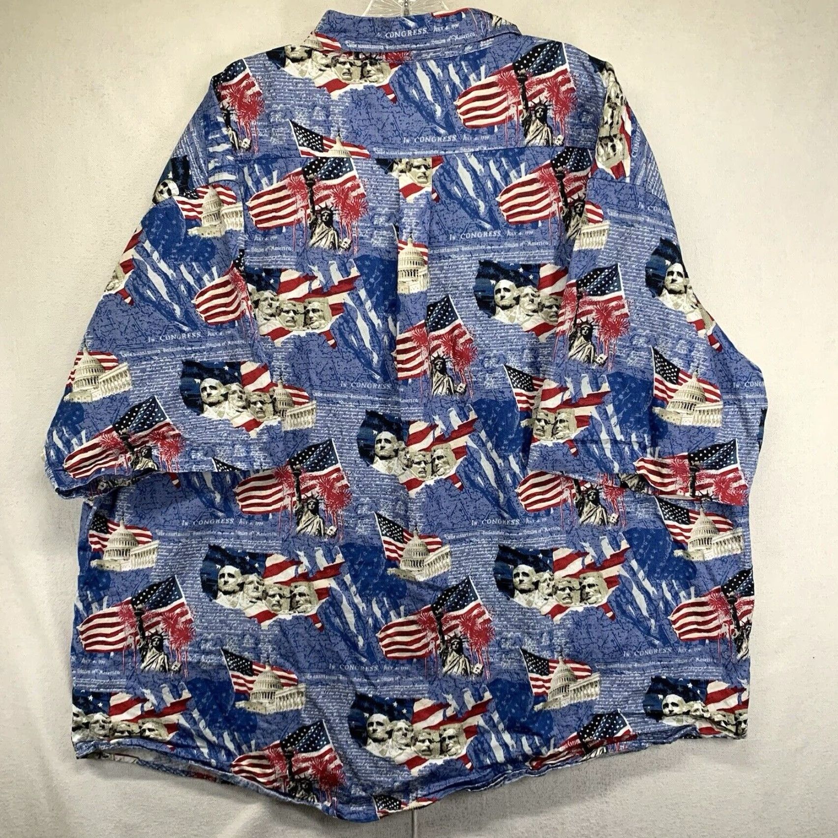 Cotton Traders VINTAGE Cotton Traders Men's 2XL Patriotic Short Sleeve Shirt Red White Blue American Flag Mount Rushmore Summer Casual Size US XXL / EU 58 / 5 - 2 Thumbnail