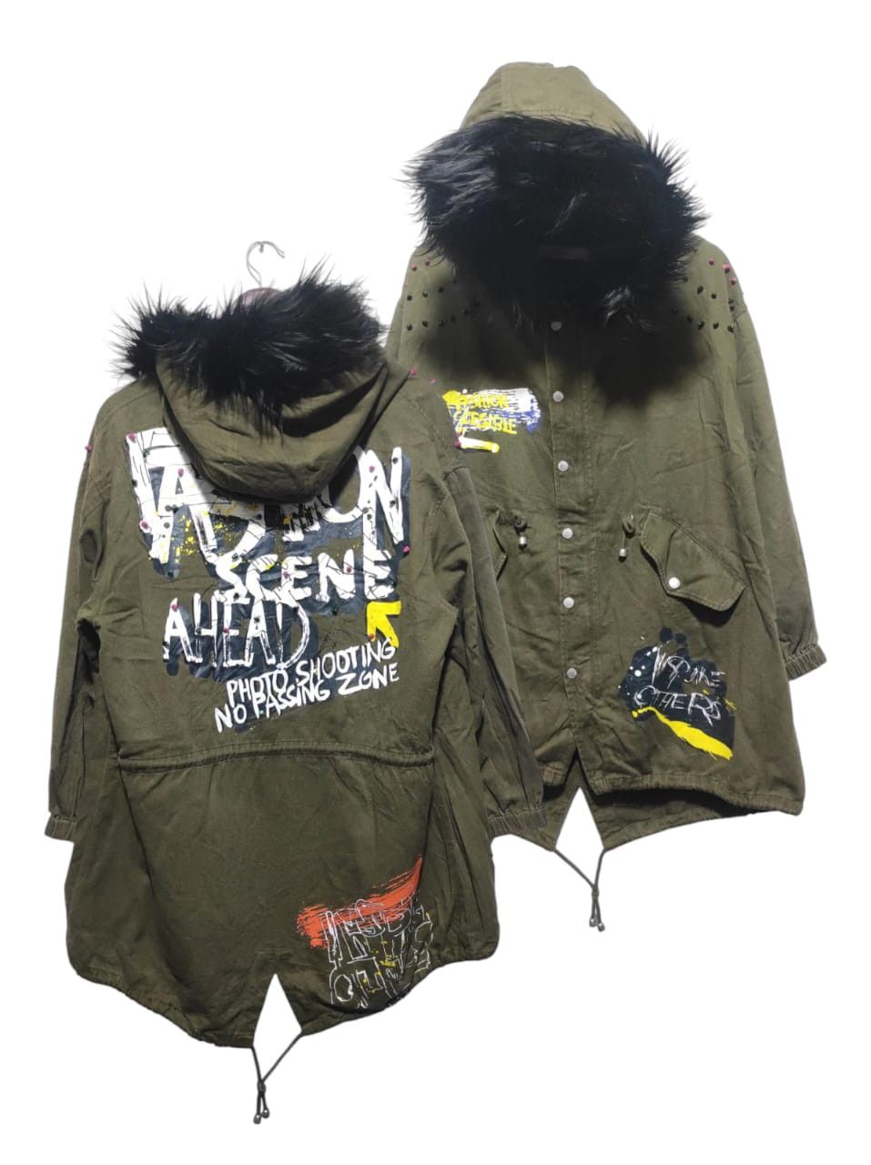 14th Addiction Zara Denim Studded Zip Fur Hoodie Jacket Lgb Style Size US M / EU 48-50 / 2 - 1 Thumbnail